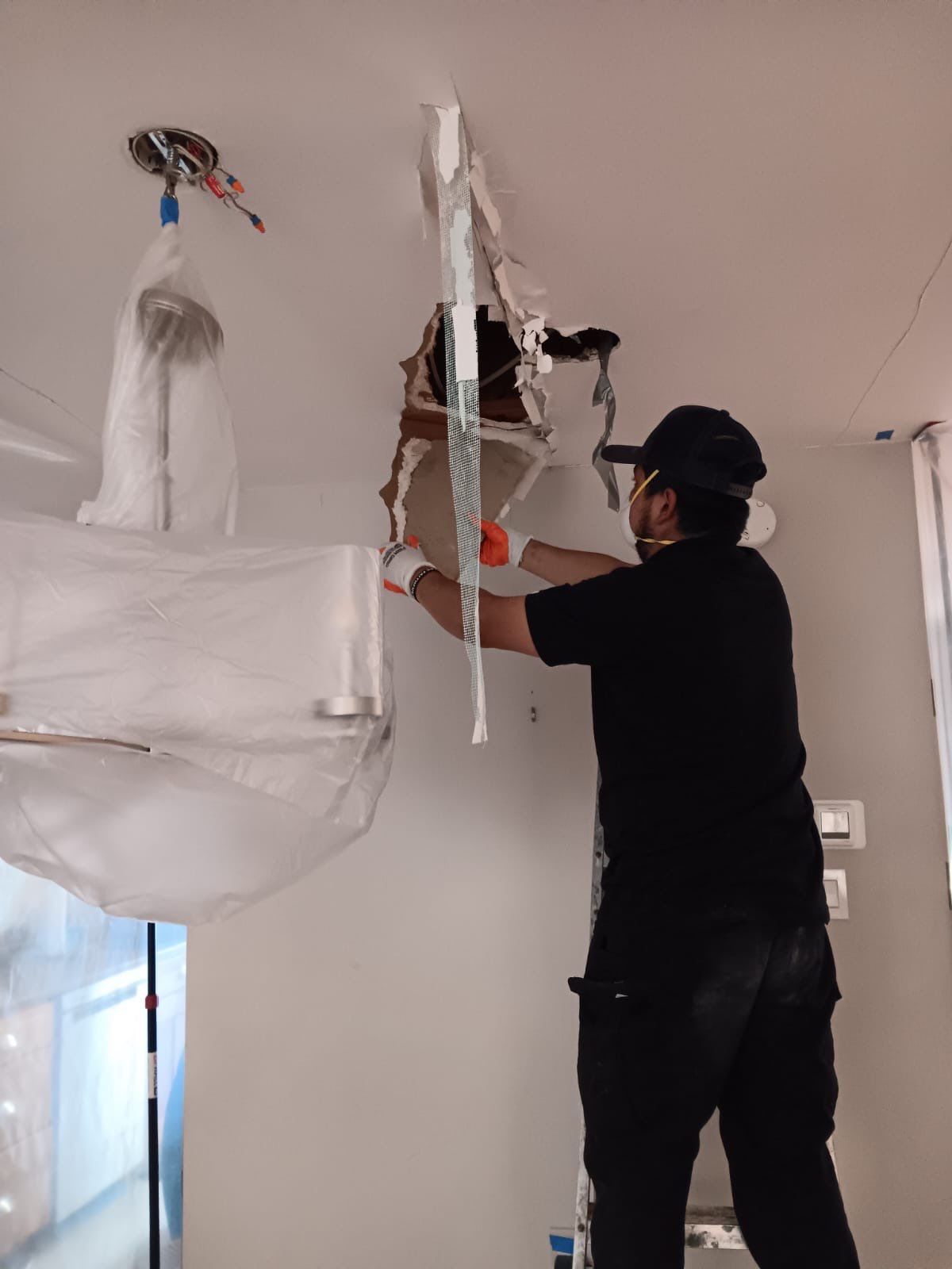 Final-stage drying and structural repairs nearing completion in Springfield mold remediation project.