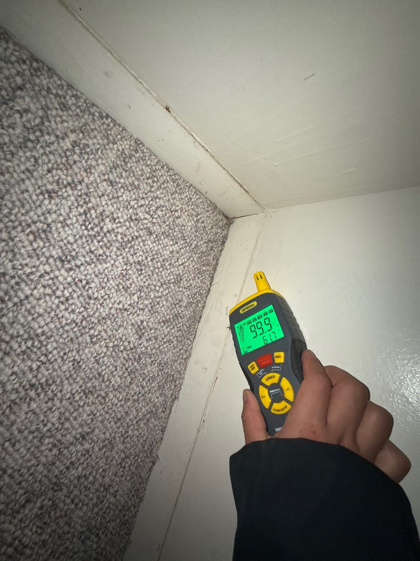 Continued moisture monitoring and air management in drying phase of remediation.