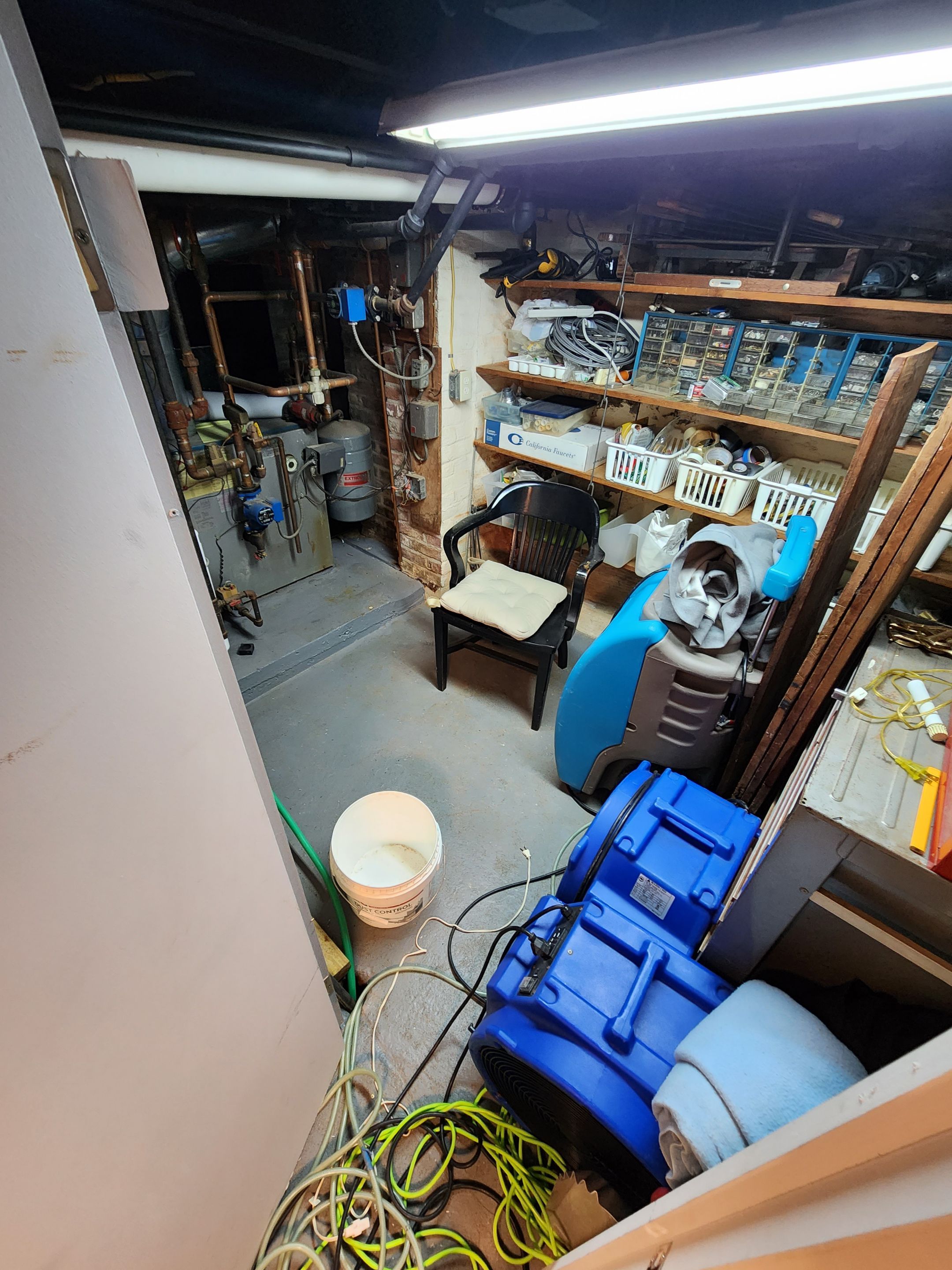 Thermal imaging camera documenting moisture distribution during water damage assessment in Alexandria.