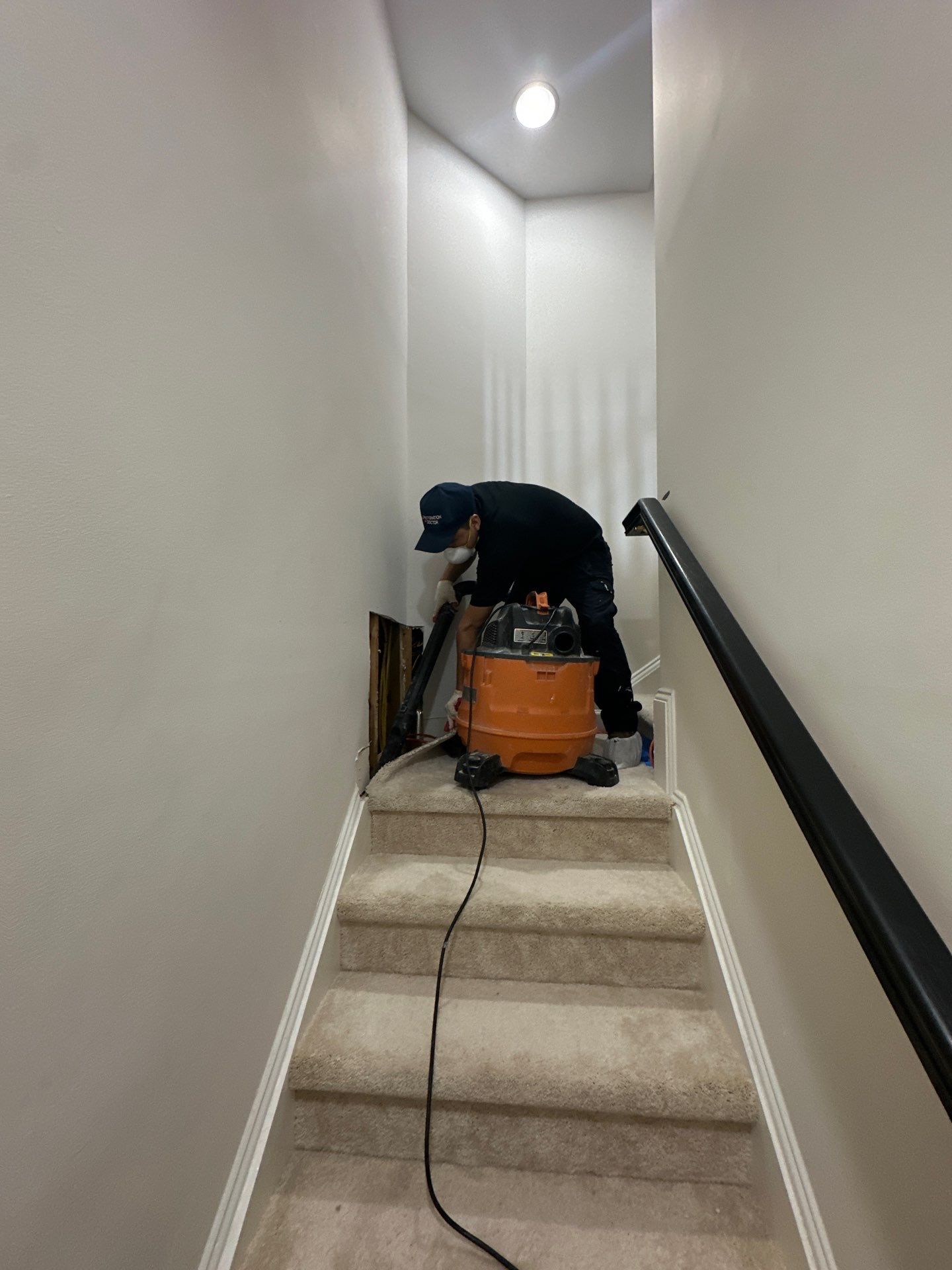 Final-stage structural drying verification during Alexandria mold remediation completion.