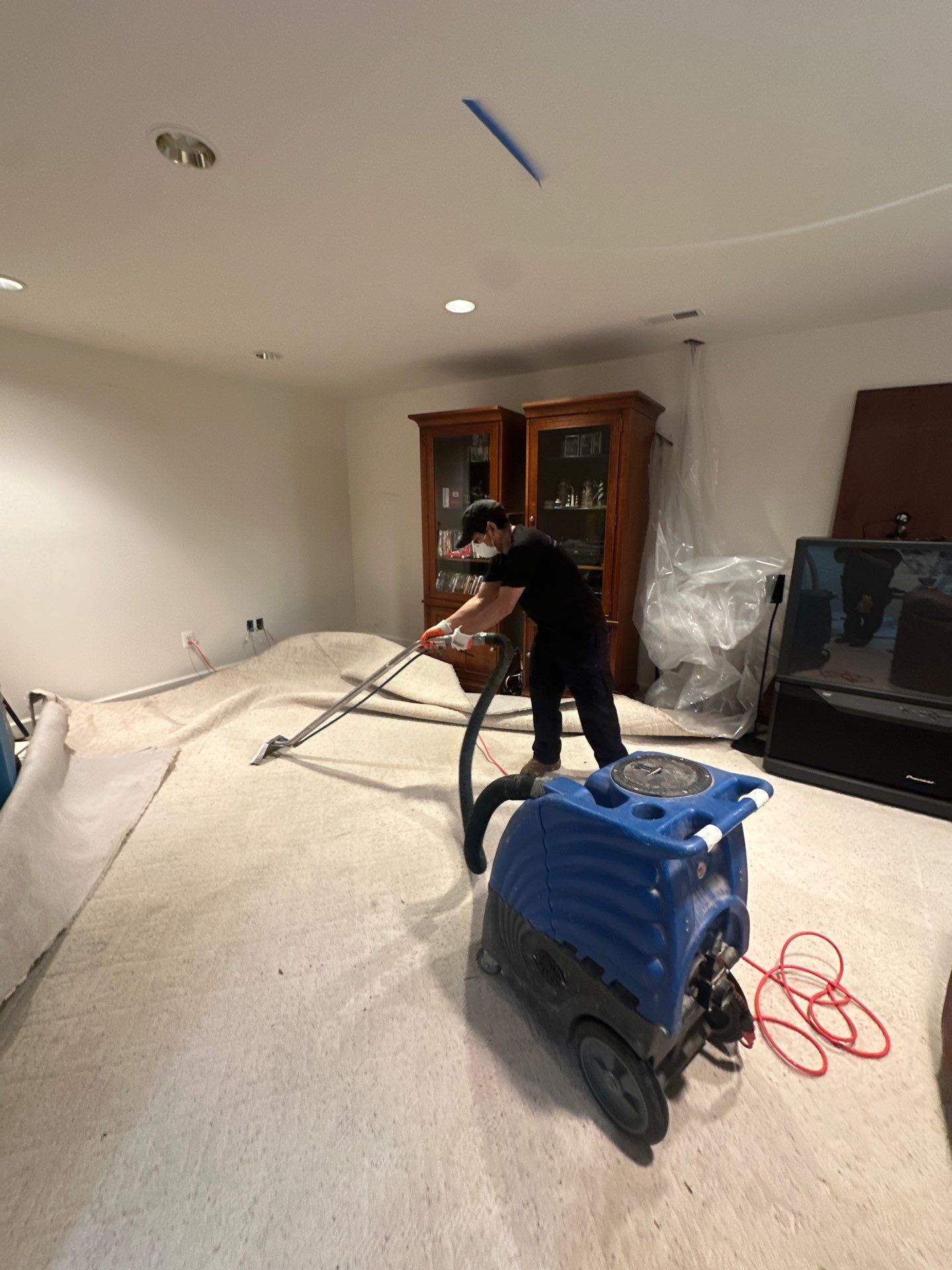 Dehumidification and air movement during water damage restoration process.