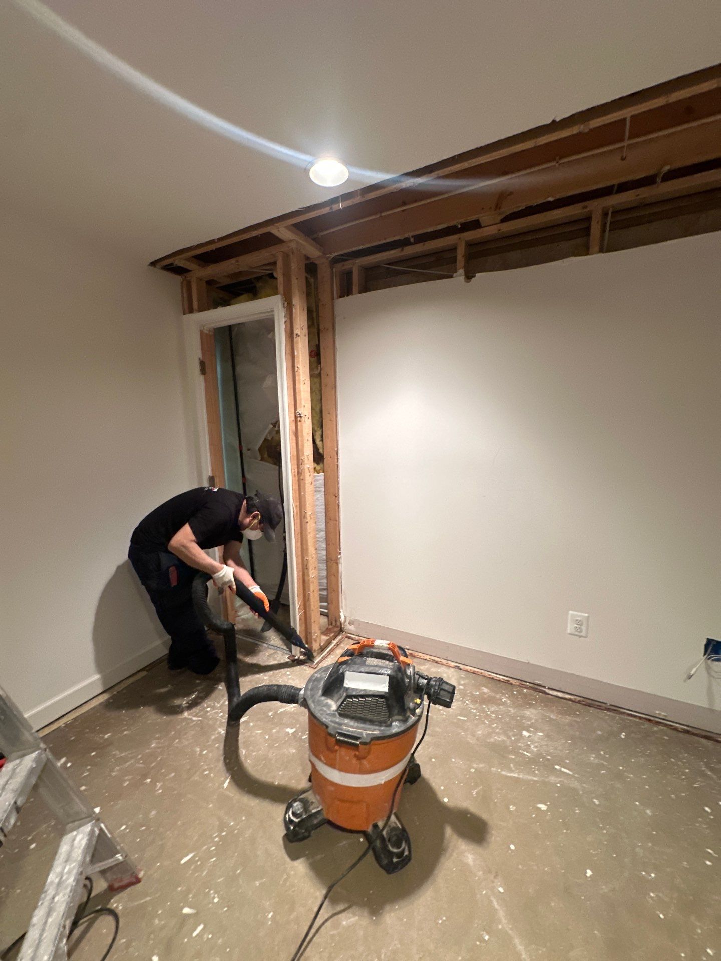 Completed water restoration in Ashburn with structural drying and ceiling repair finished.