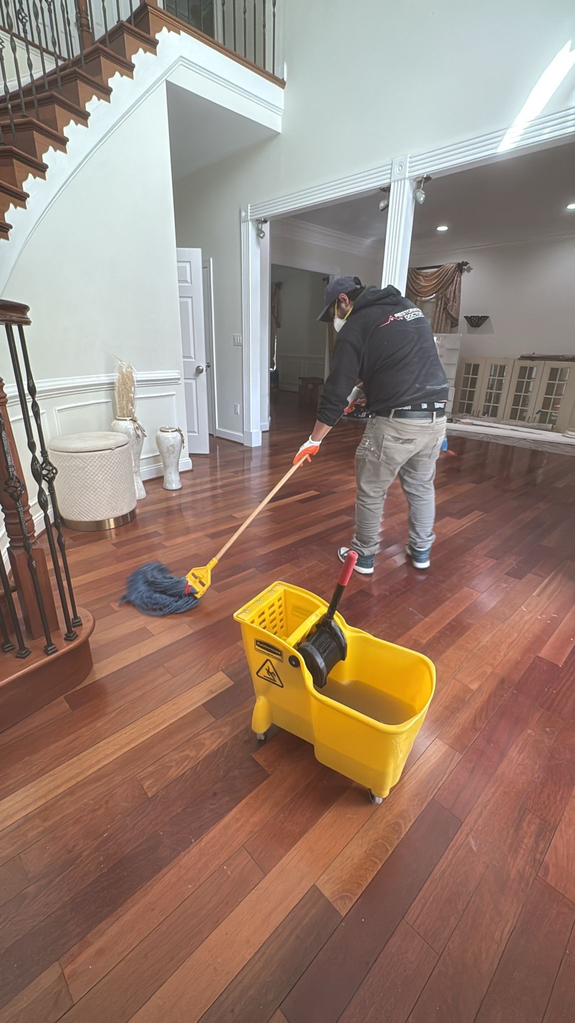 Mold remediation in McLean: containment barrier and drying equipment positioned in affected interior space.