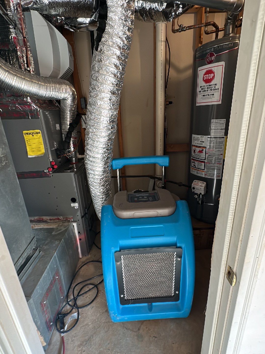 Thermal imaging reveals moisture distribution during Vienna water damage inspection and drying assessment.