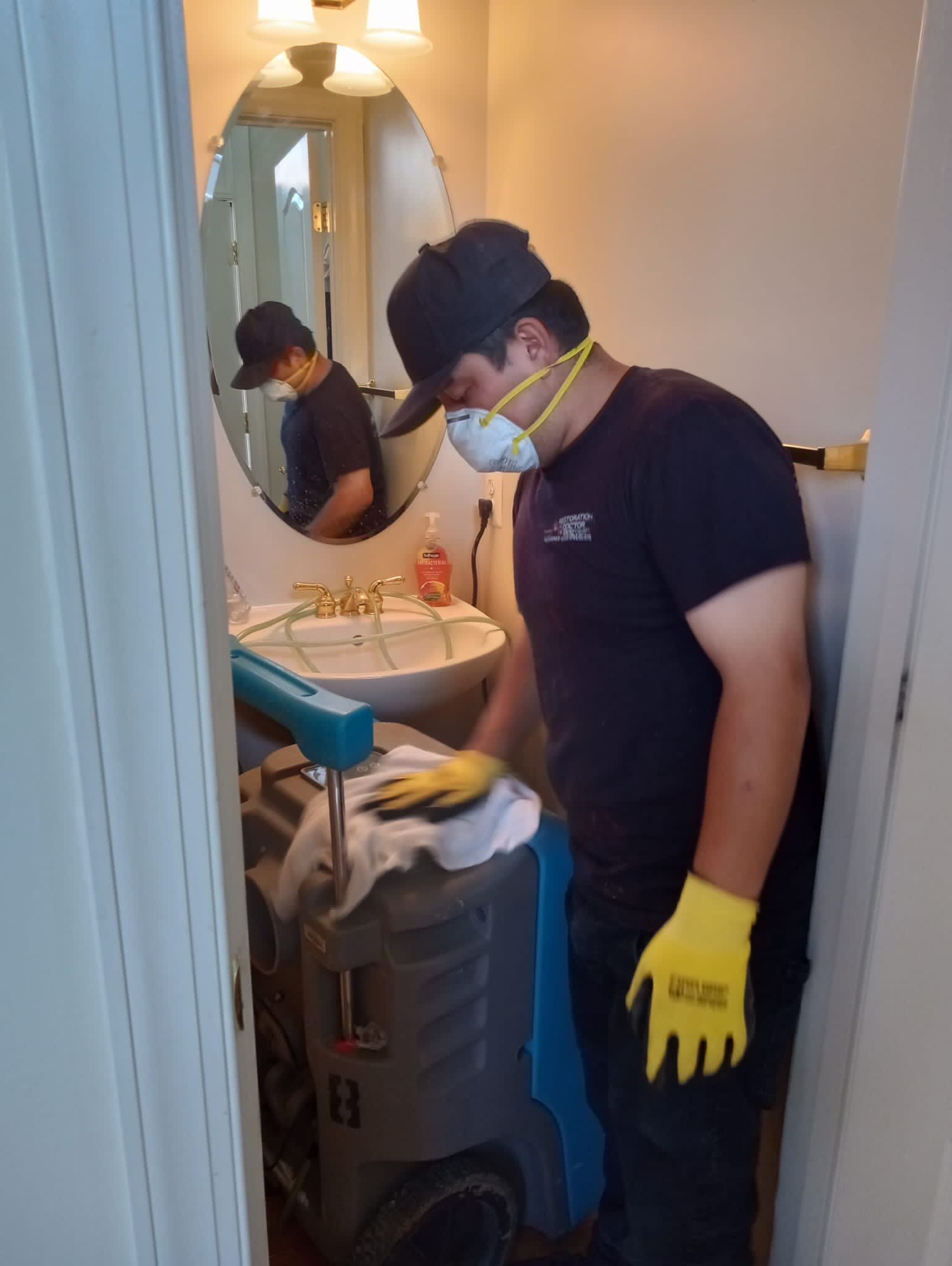 Moisture mapping in progress across affected building materials during Vienna water damage drying.