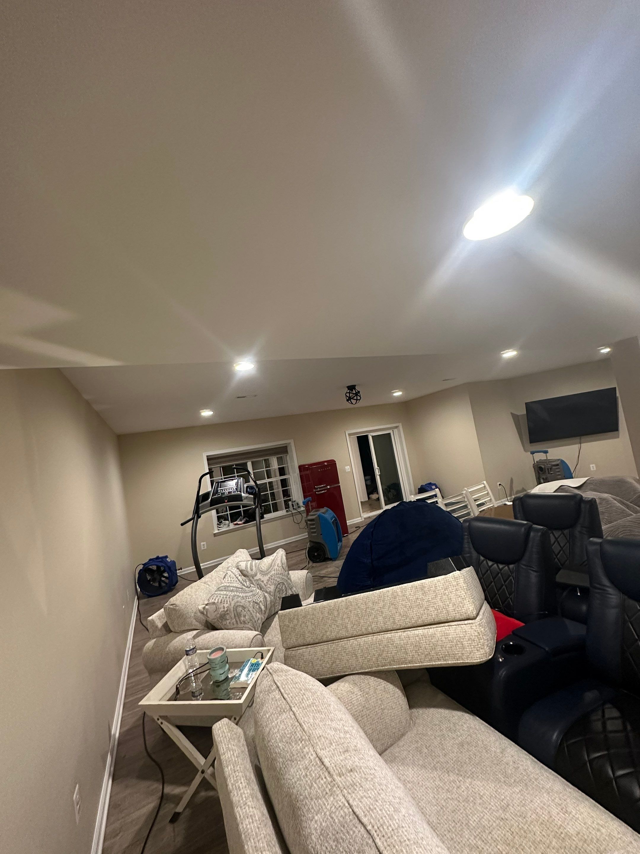 Continued dehumidification and air circulation supporting structural drying phase of water damage restoration.