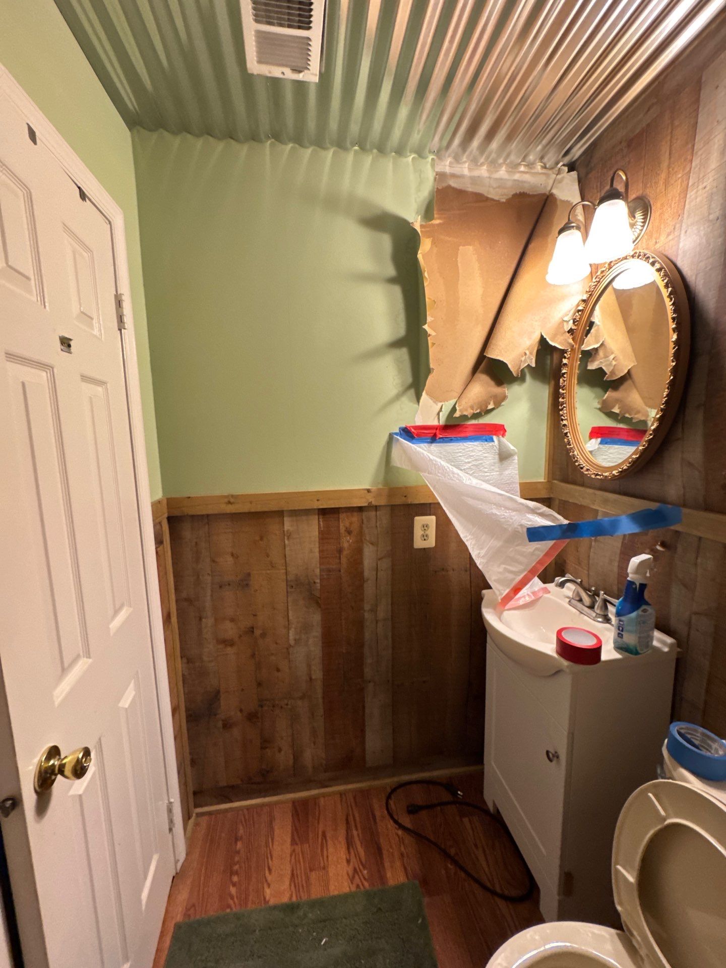 Thermal imaging camera detecting moisture patterns during water damage assessment in Leesburg.