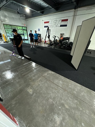 Carpet removal and subfloor drying during water restoration work in Leesburg.