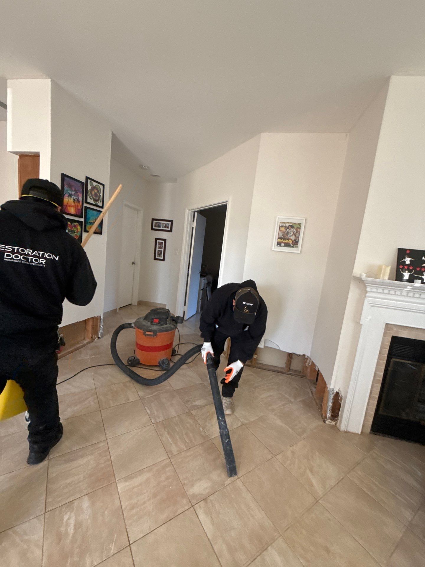Containment barrier erected during mold remediation in Fairfax, isolating affected ceiling area.