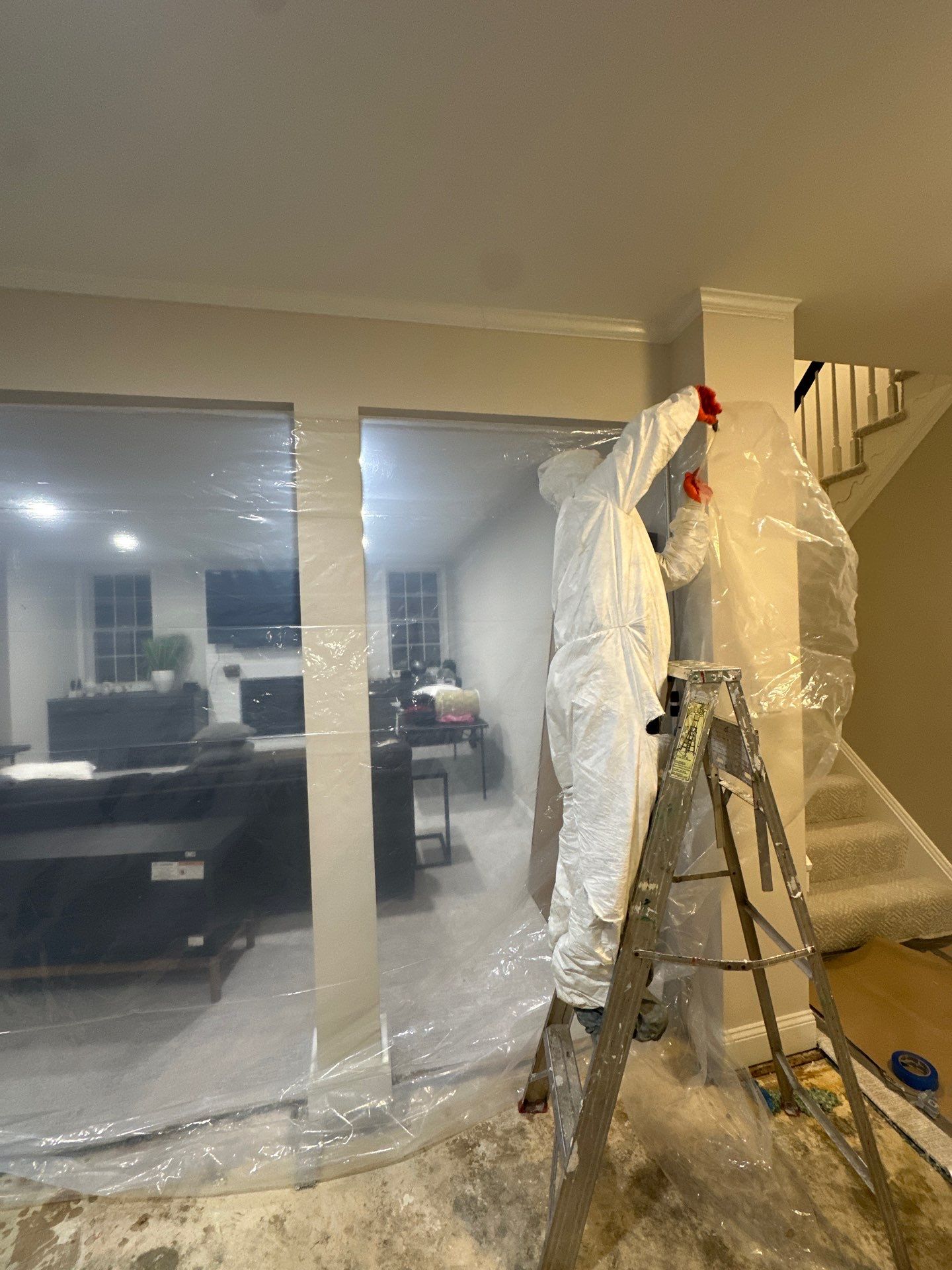 Moisture monitoring and drying progress documented mid-remediation in Fairfax.
