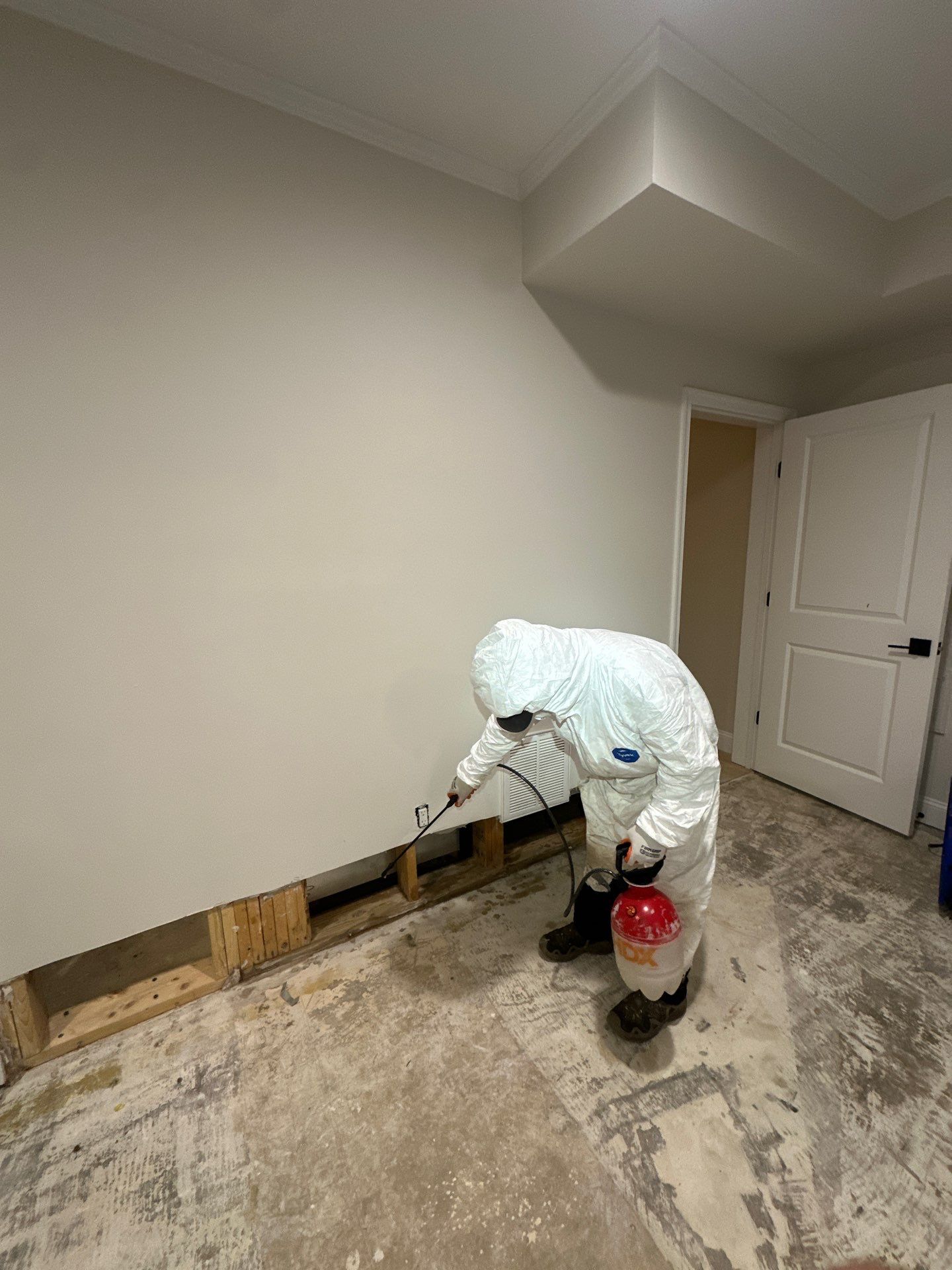 Containment barrier erected during mold remediation in Fairfax to isolate affected area.