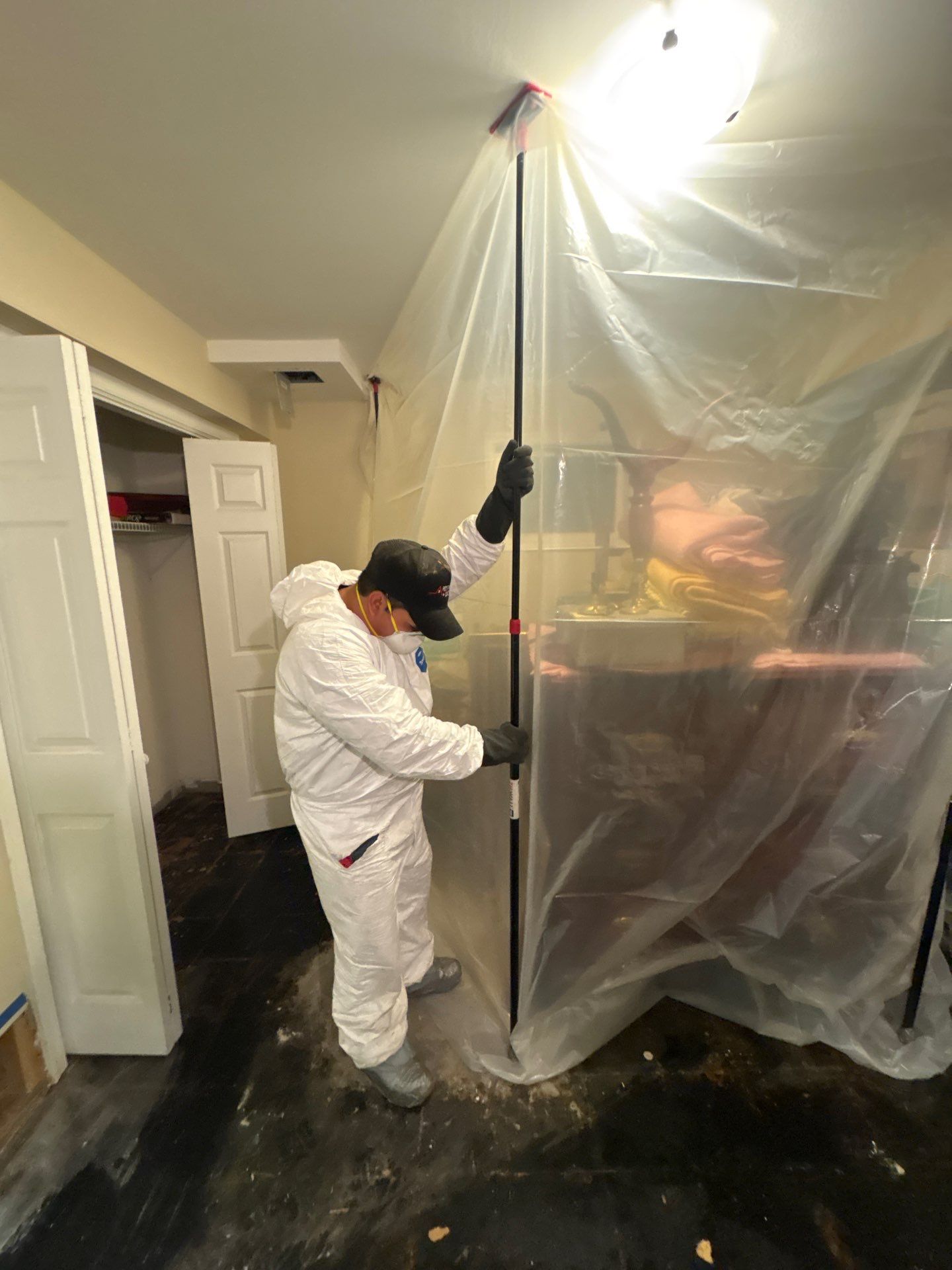 Completed wall replacement and structural drying in Falls Church water damage restoration project.