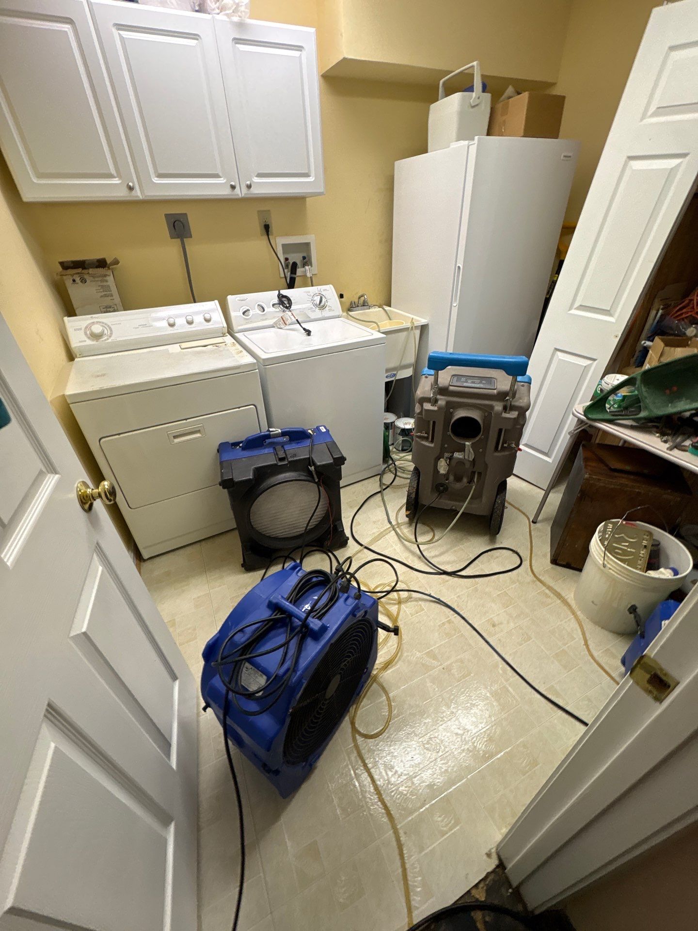 New drywall installed and prepared for finishing after water damage restoration in Falls Church.