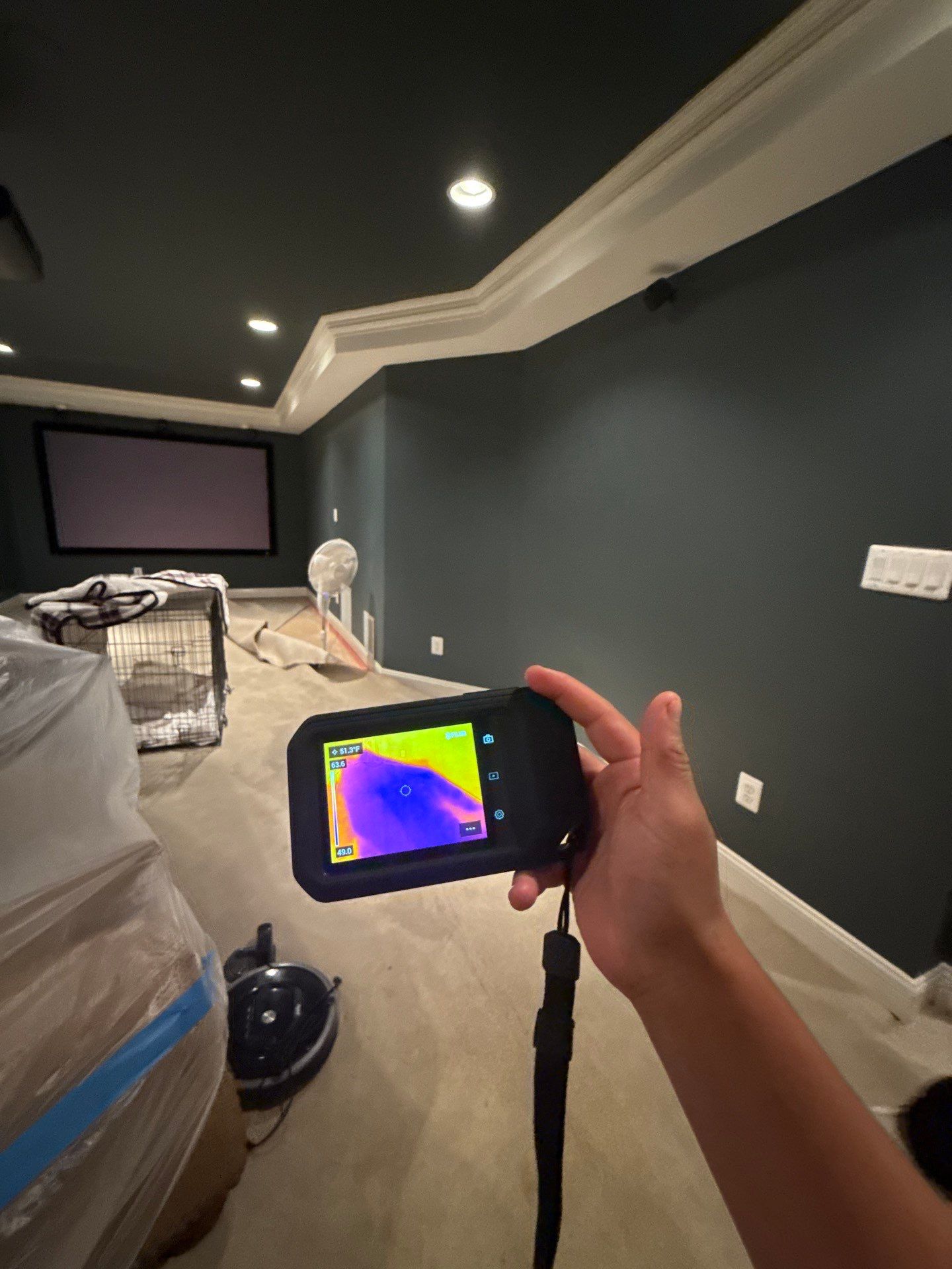 Thermal imaging monitors moisture retreat from structural cavities.