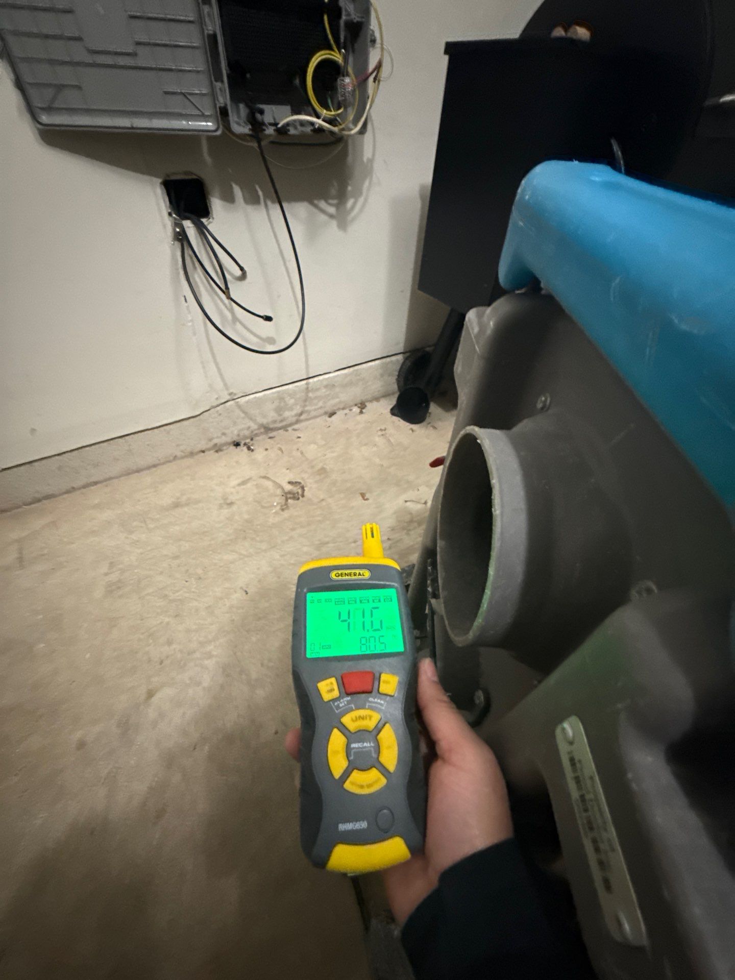 Post-remediation moisture verification using thermal imaging equipment.