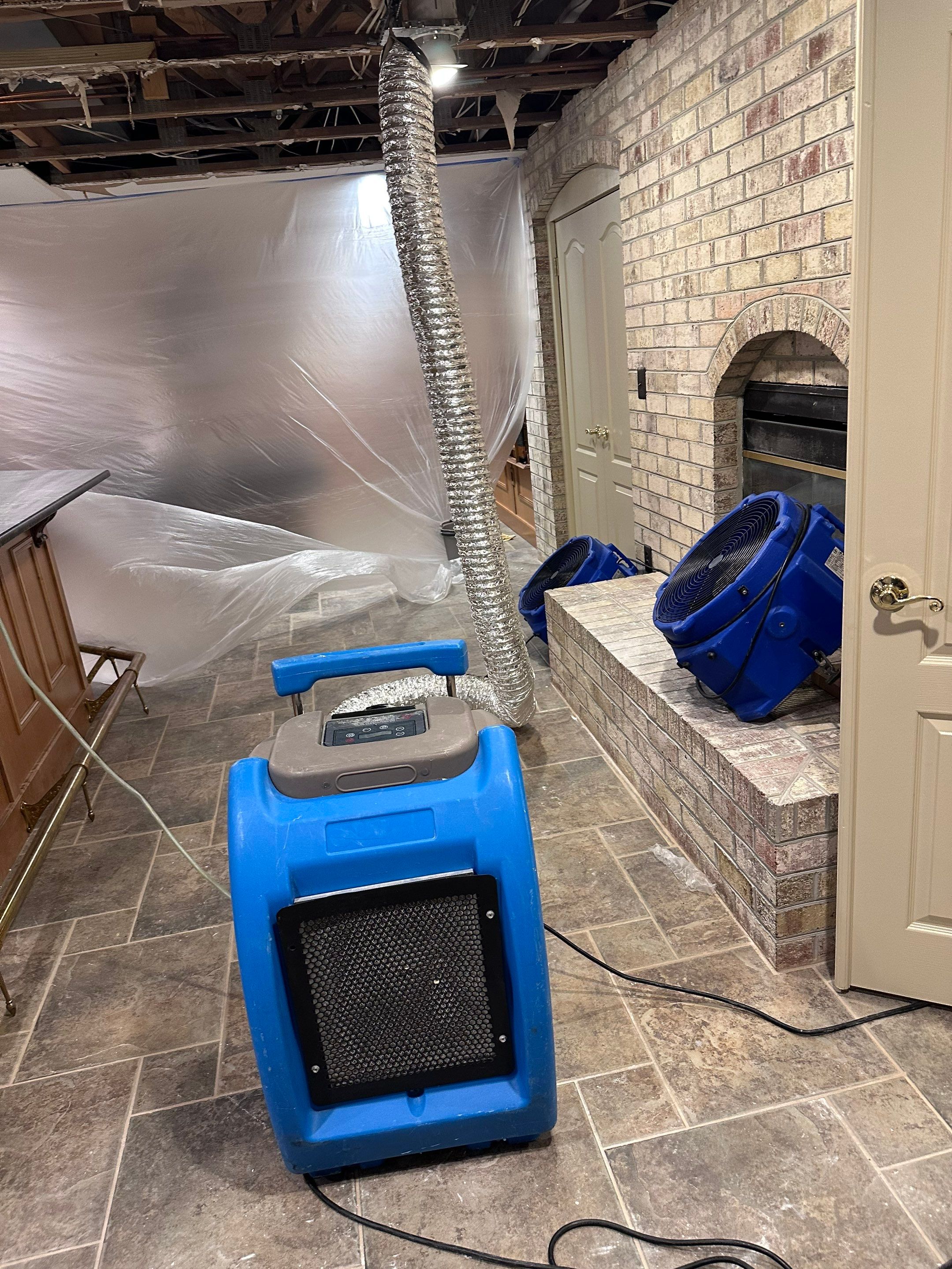 Final moisture inspection confirming completion of water damage restoration in Great Falls.