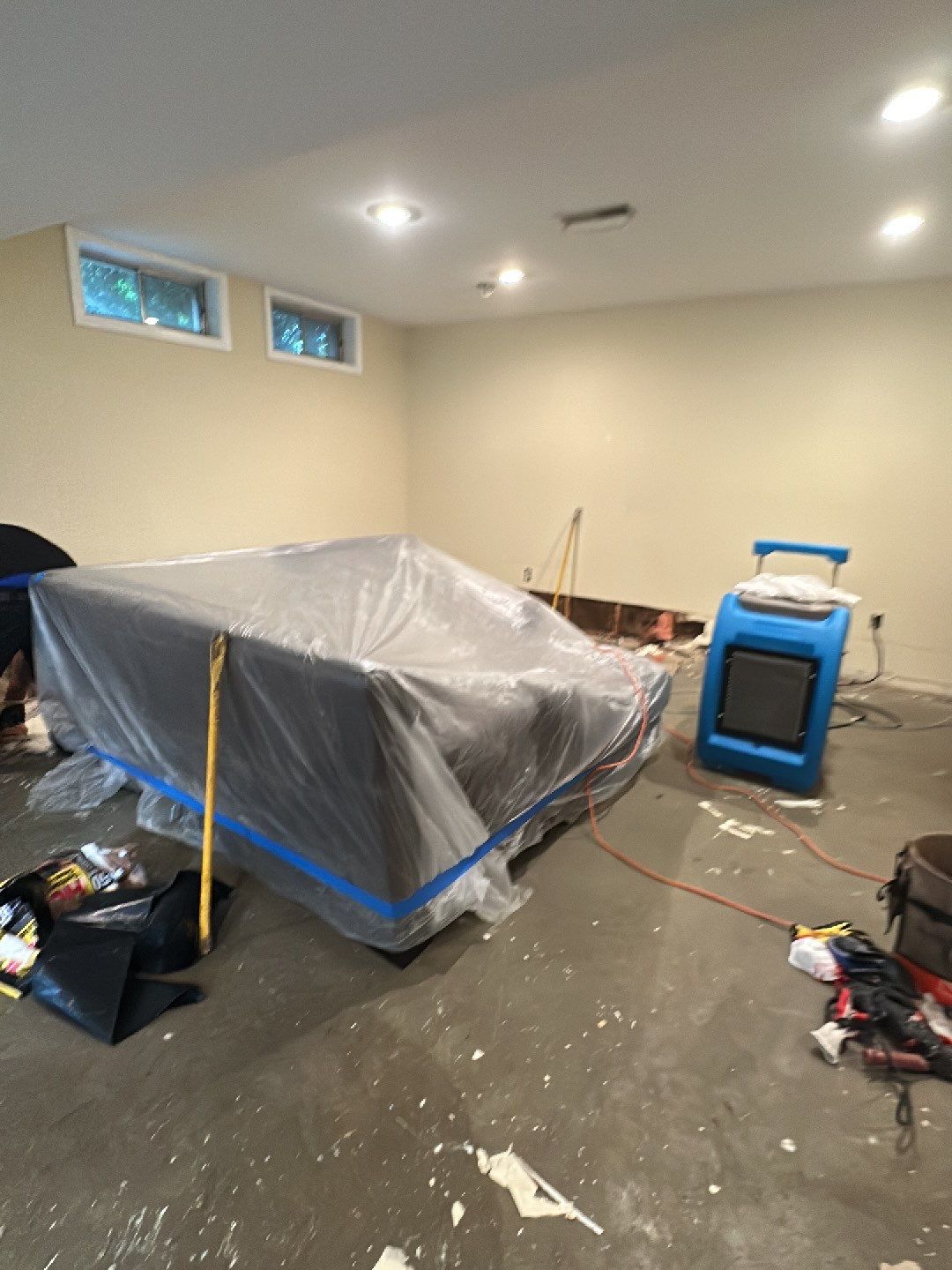 Drying equipment monitoring and adjustment during active water damage restoration sequence.