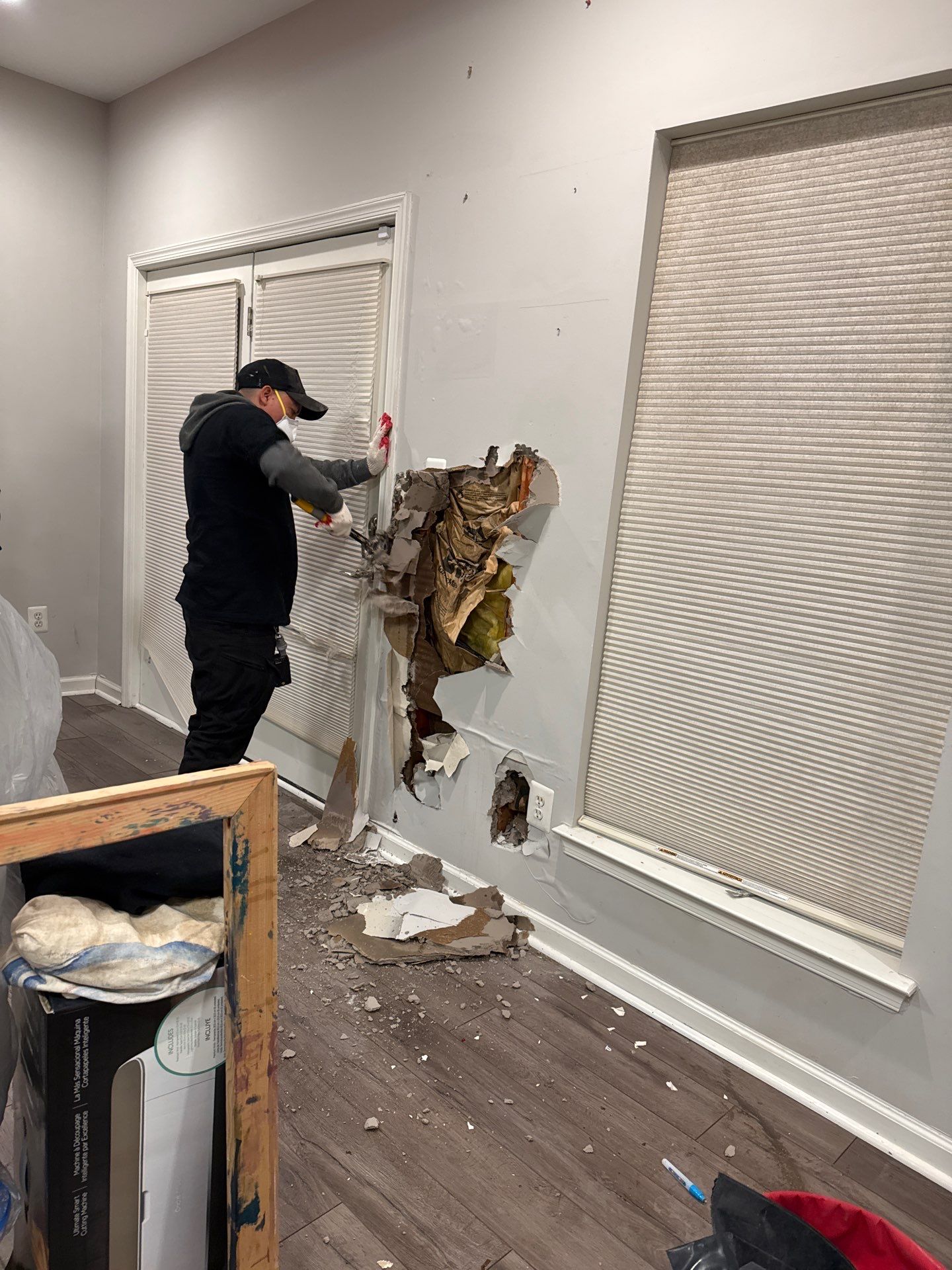 Remediated flooring and structural areas following completion of mold remediation work.