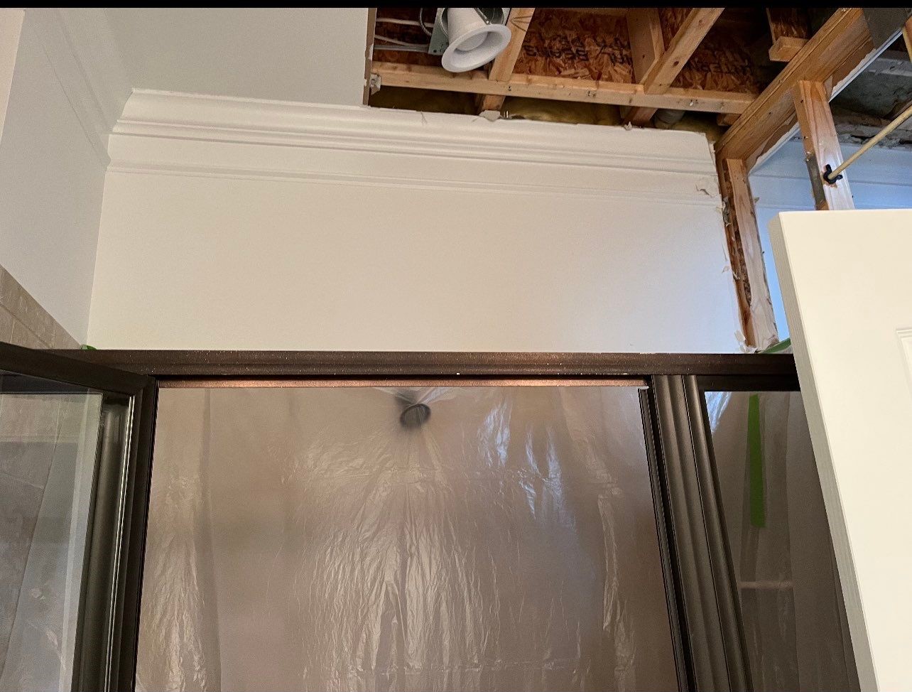 Continued structural drying with dehumidifiers operating as ceiling repair preparation advances in the Ashburn restoration.
