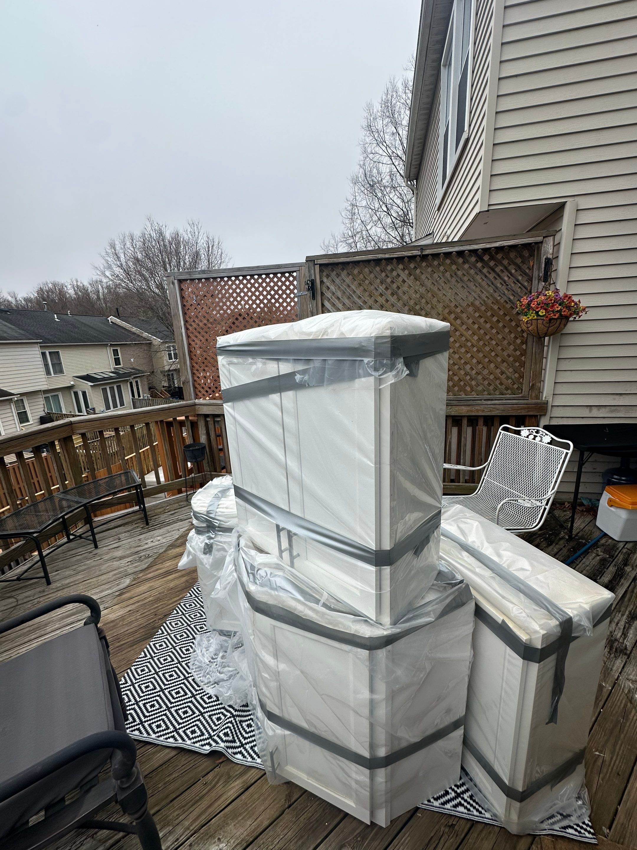 Containment barrier erected around mold remediation work area in Woodbridge ceiling cavity.