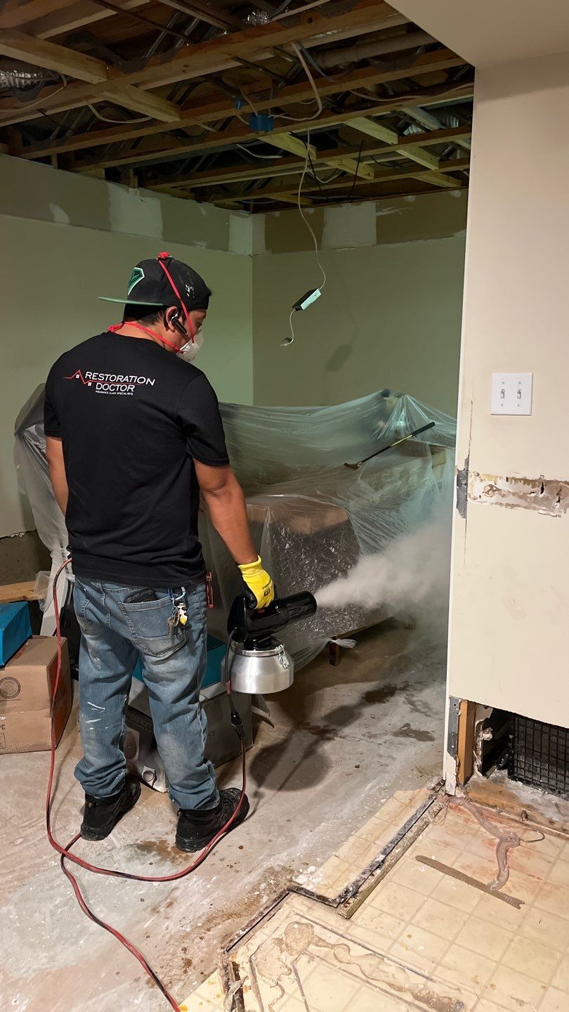 Moisture monitoring and continued drying operations to prevent secondary damage and mold development.