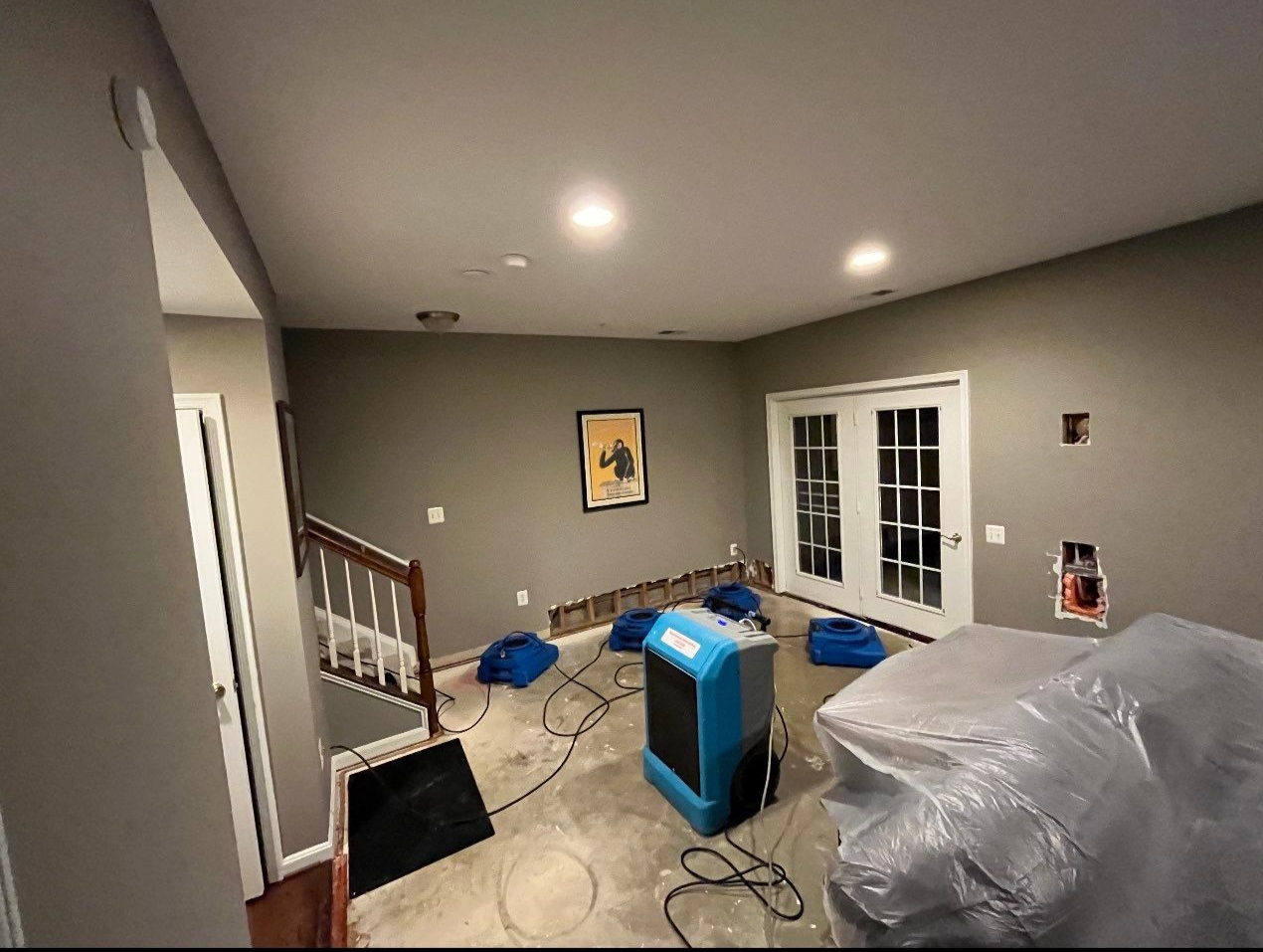 Thermal imaging camera documenting moisture distribution during water damage assessment in Oakton.