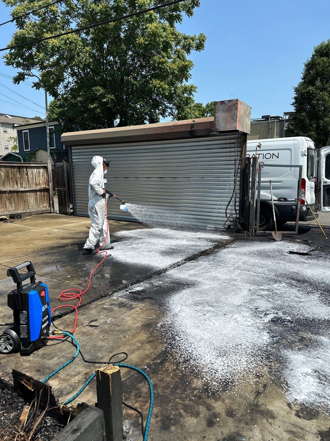 Continued smoke damage cleanup and surface treatment during restoration