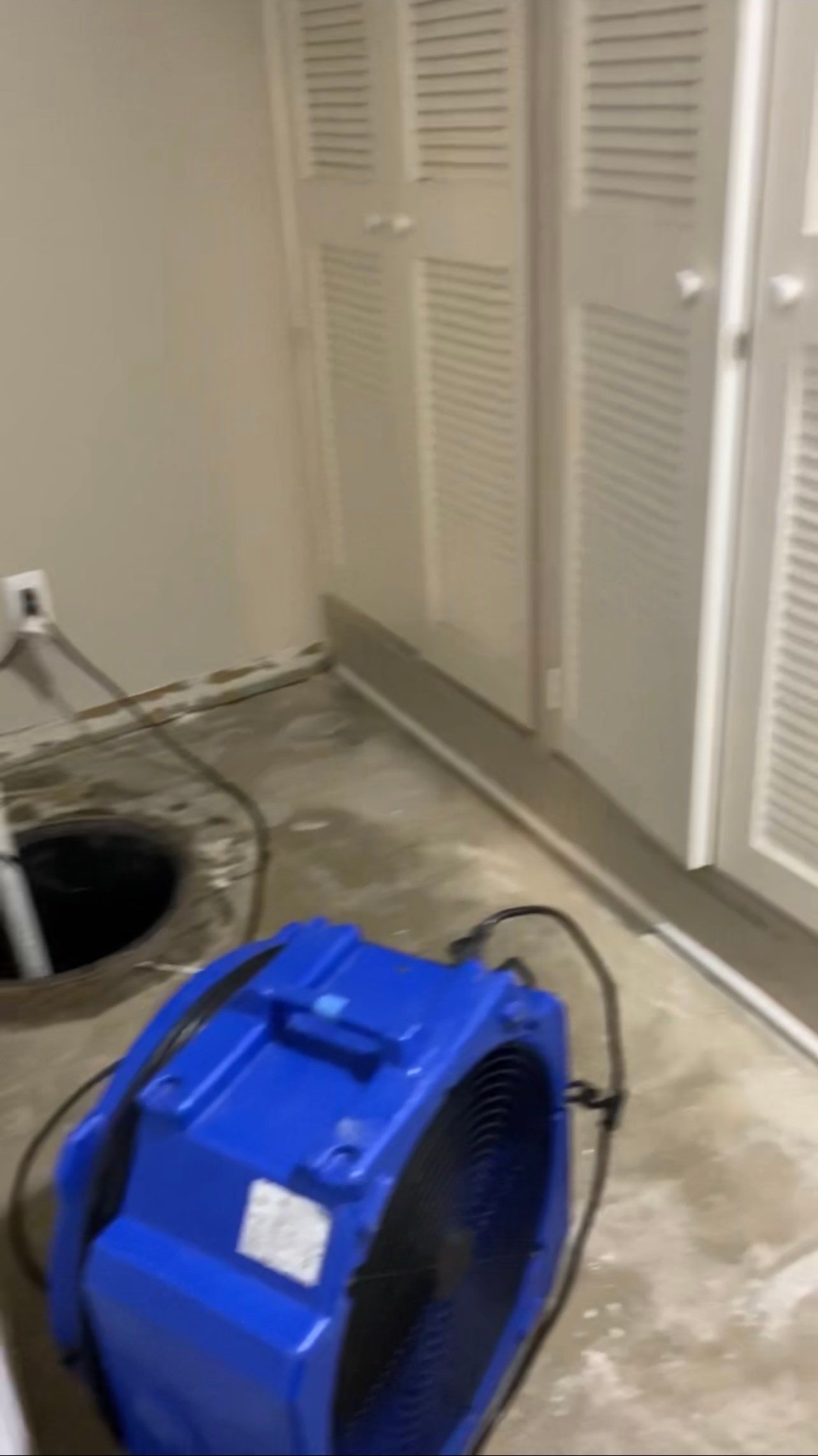 Mid-stage drying process with containment and moisture control equipment in place.