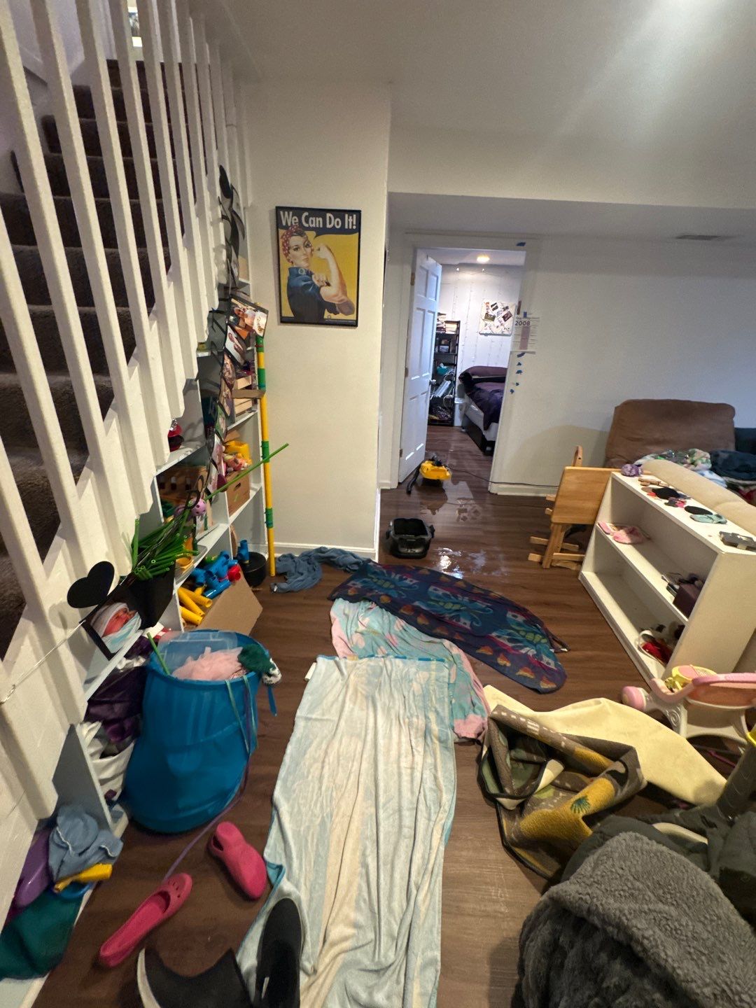 Mid-stage drying with thermal monitoring of affected areas in Potomac water damage job.