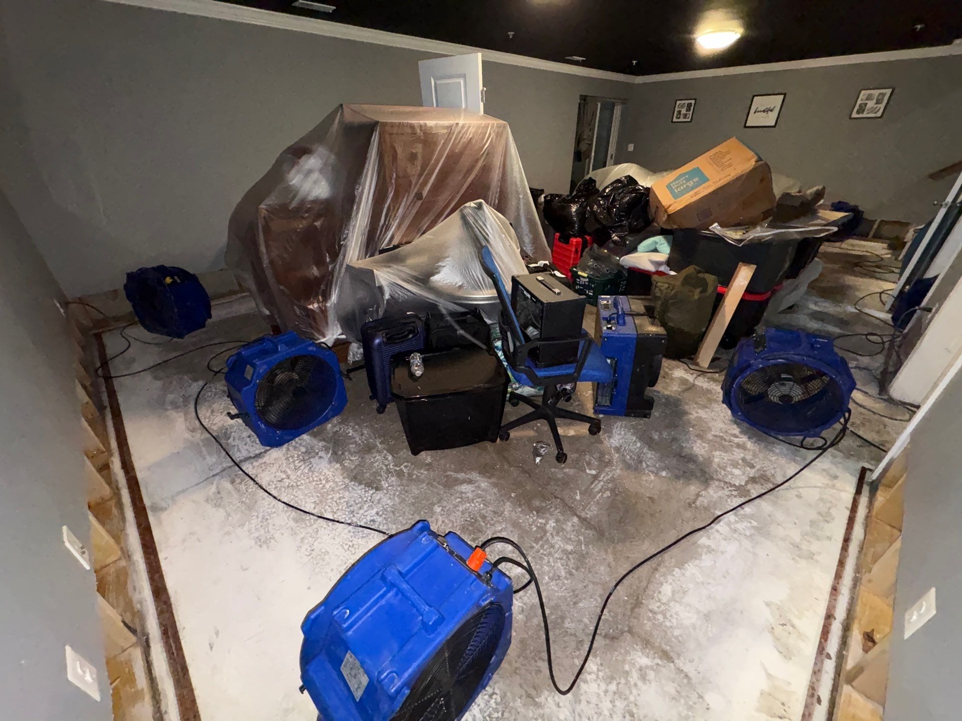 Baseboard replacement completing mold remediation work in Plata.