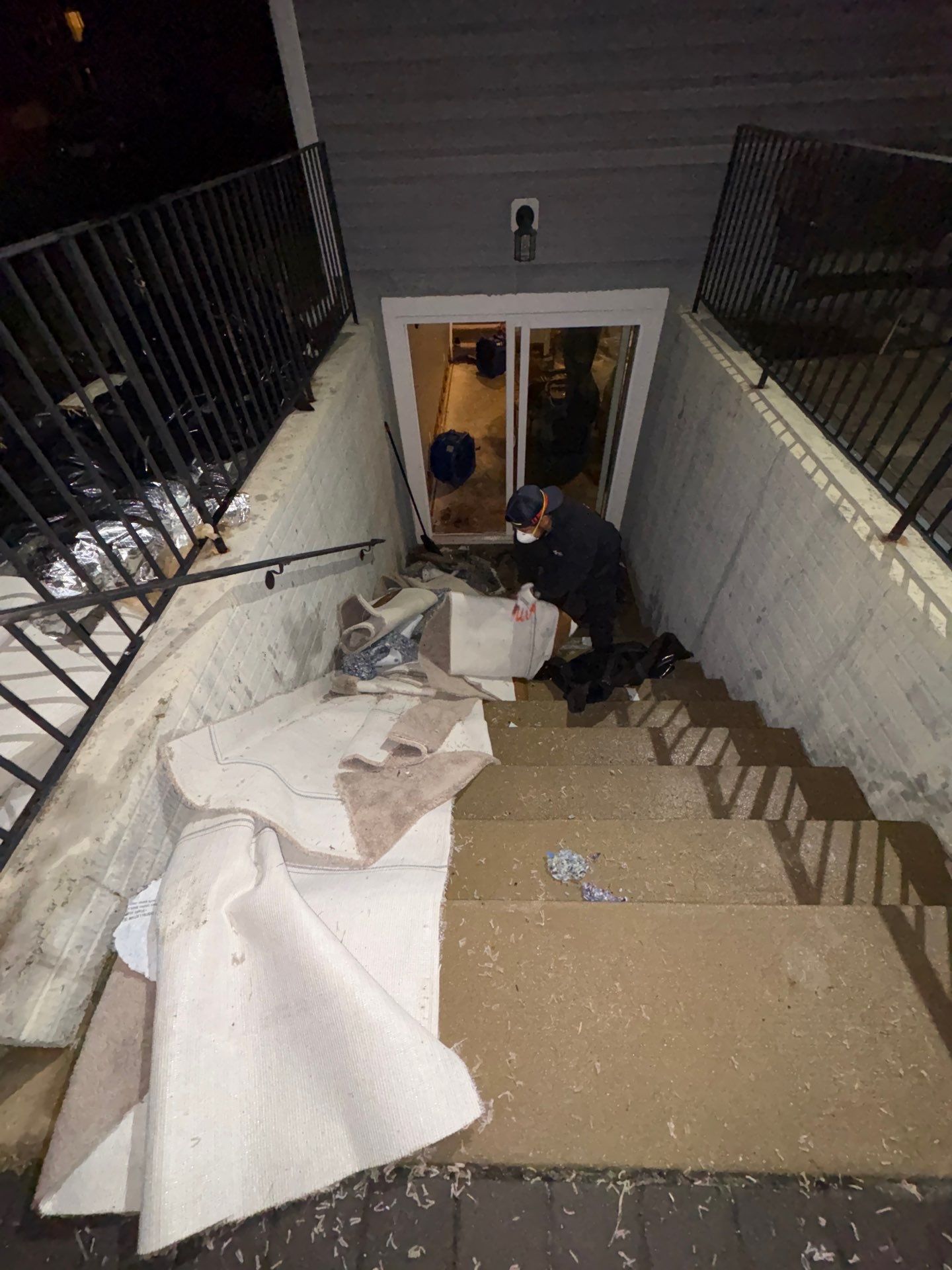 Structural drying equipment positioned to remove residual moisture from affected areas.