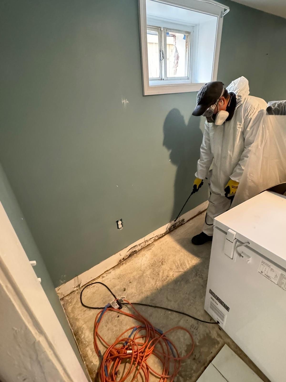 Containment and drying setup during mold remediation work in Washington.