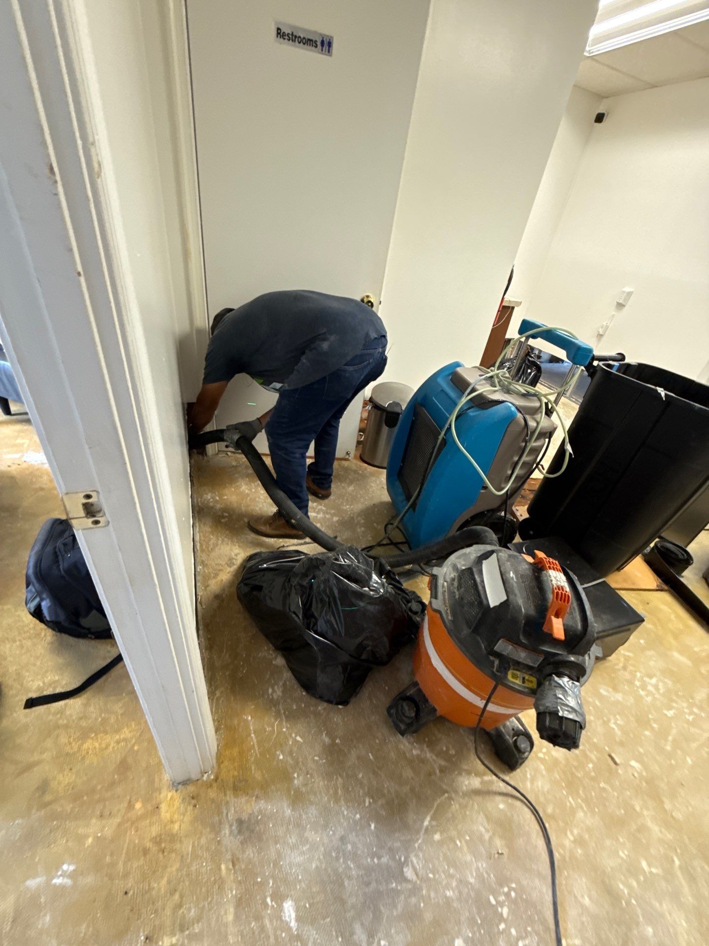 Affected flooring and carpet removal as part of Clinton mold remediation scope.