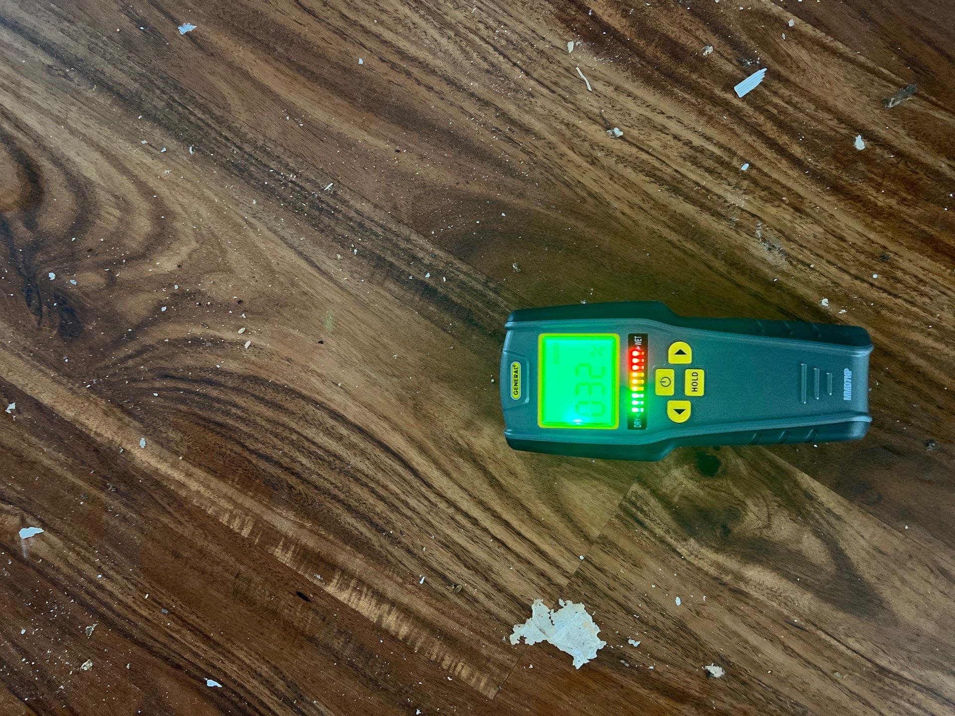 Thermal imaging camera detecting moisture patterns in ceiling drywall during Silver Spring water damage assessment.