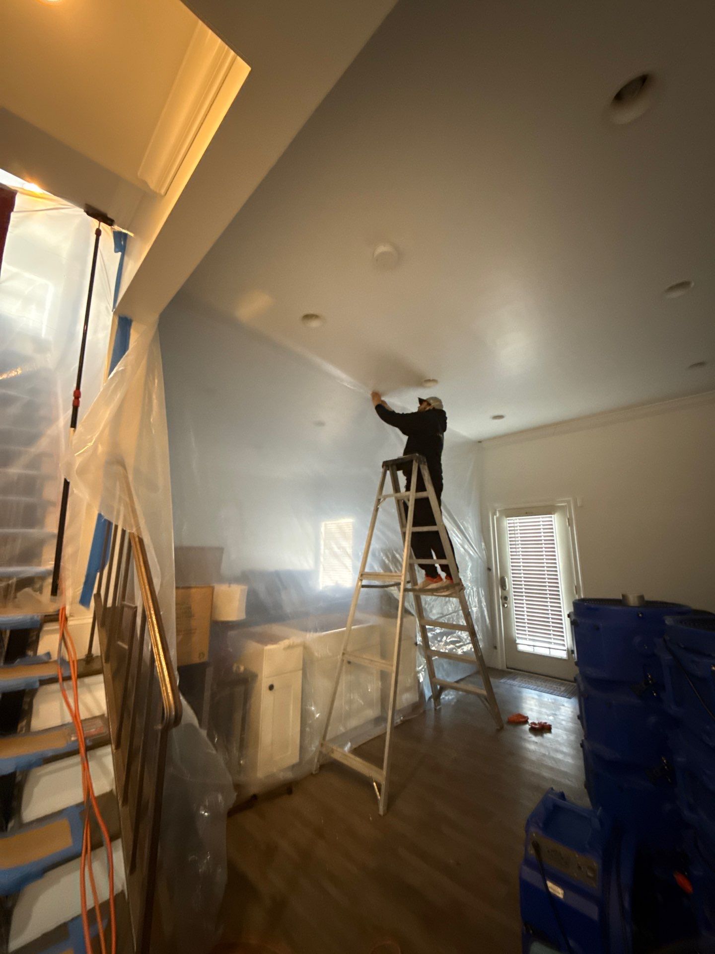 Completed wall section reinstalled, mold remediation structural work finished in Fort Washington.
