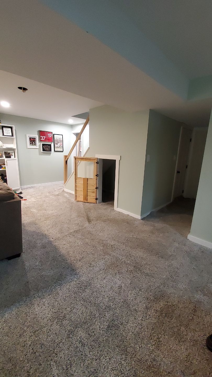 Standing water removal during mold remediation in Gaithersburg, initial assessment phase.