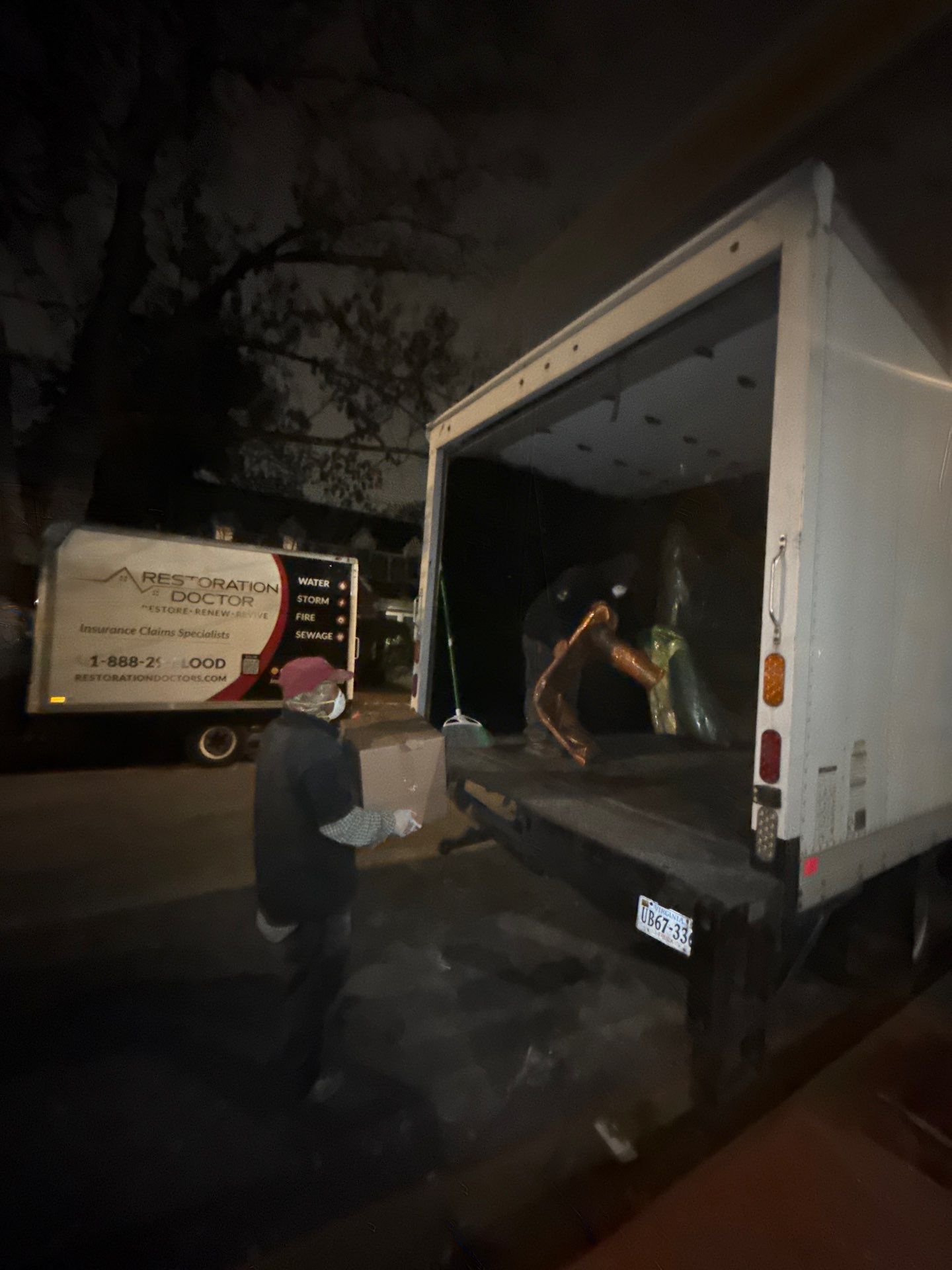 Continued drying operations with dehumidification and air movement systems active.