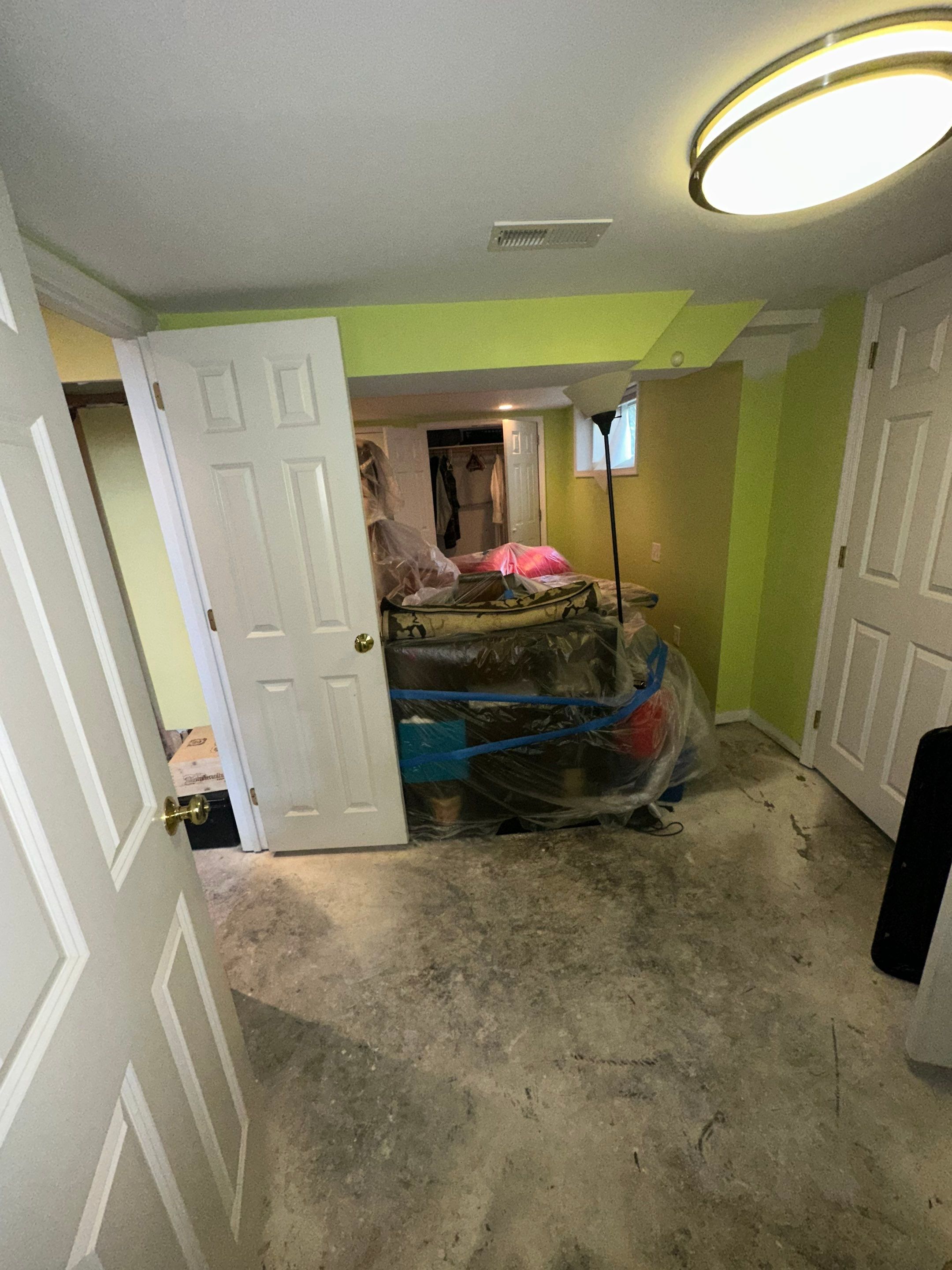 Standing water extraction underway during mold remediation in Silver Spring, Maryland.