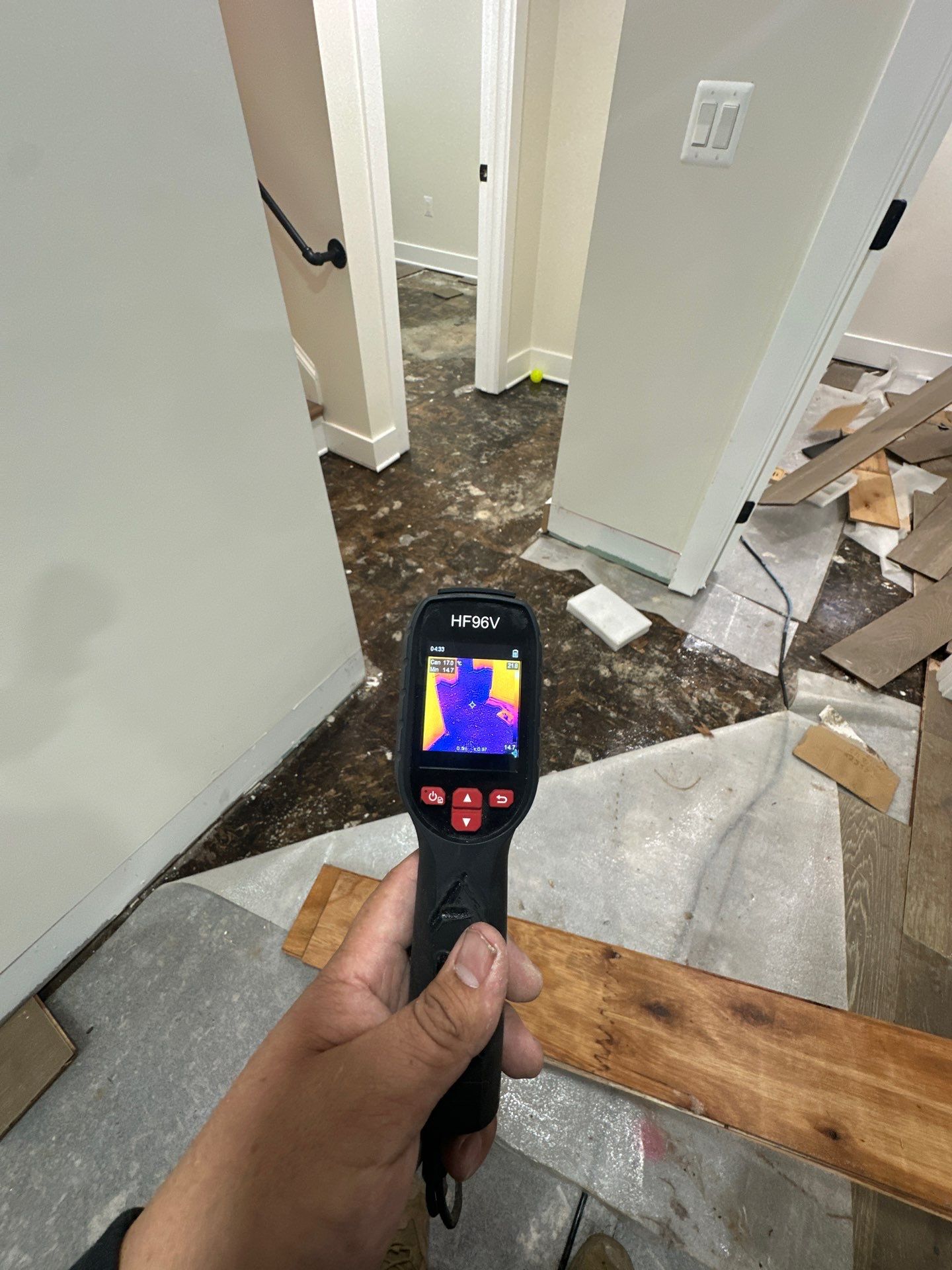 Dehumidification and air handling equipment operating within sealed work zone.