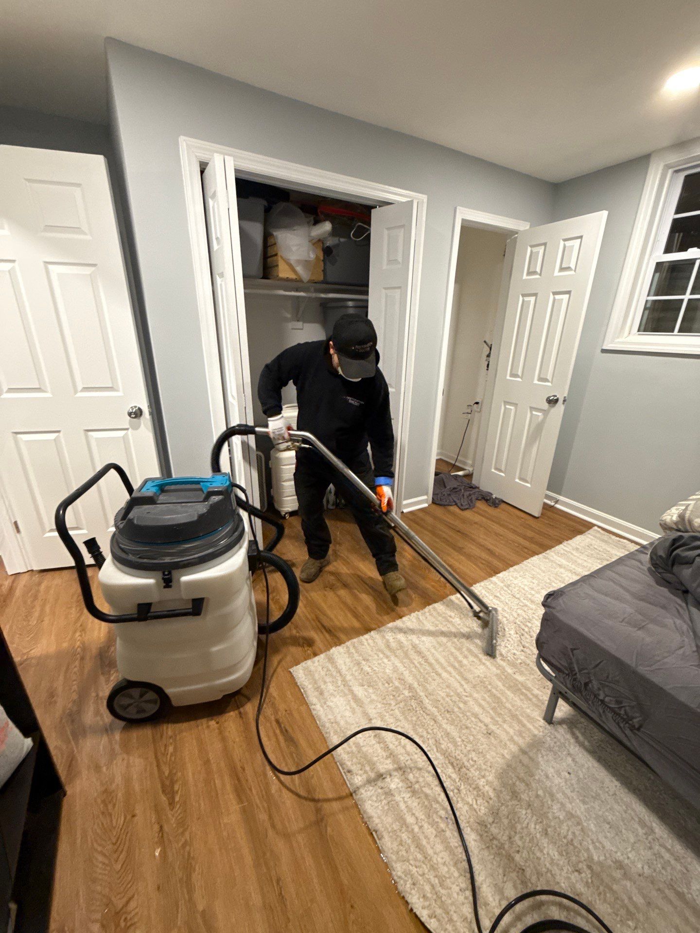 Containment barrier in place during mold remediation work.