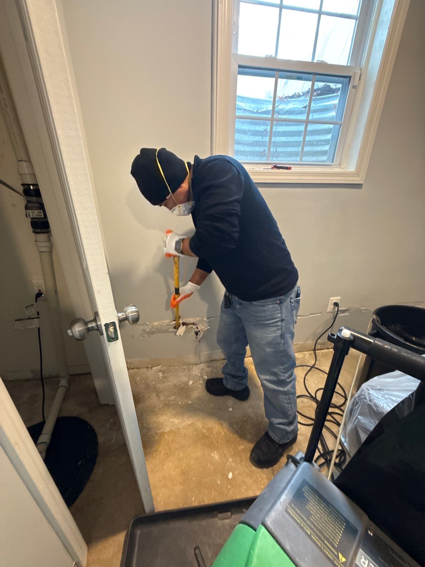 Completed wall replacement following mold remediation in Washington.