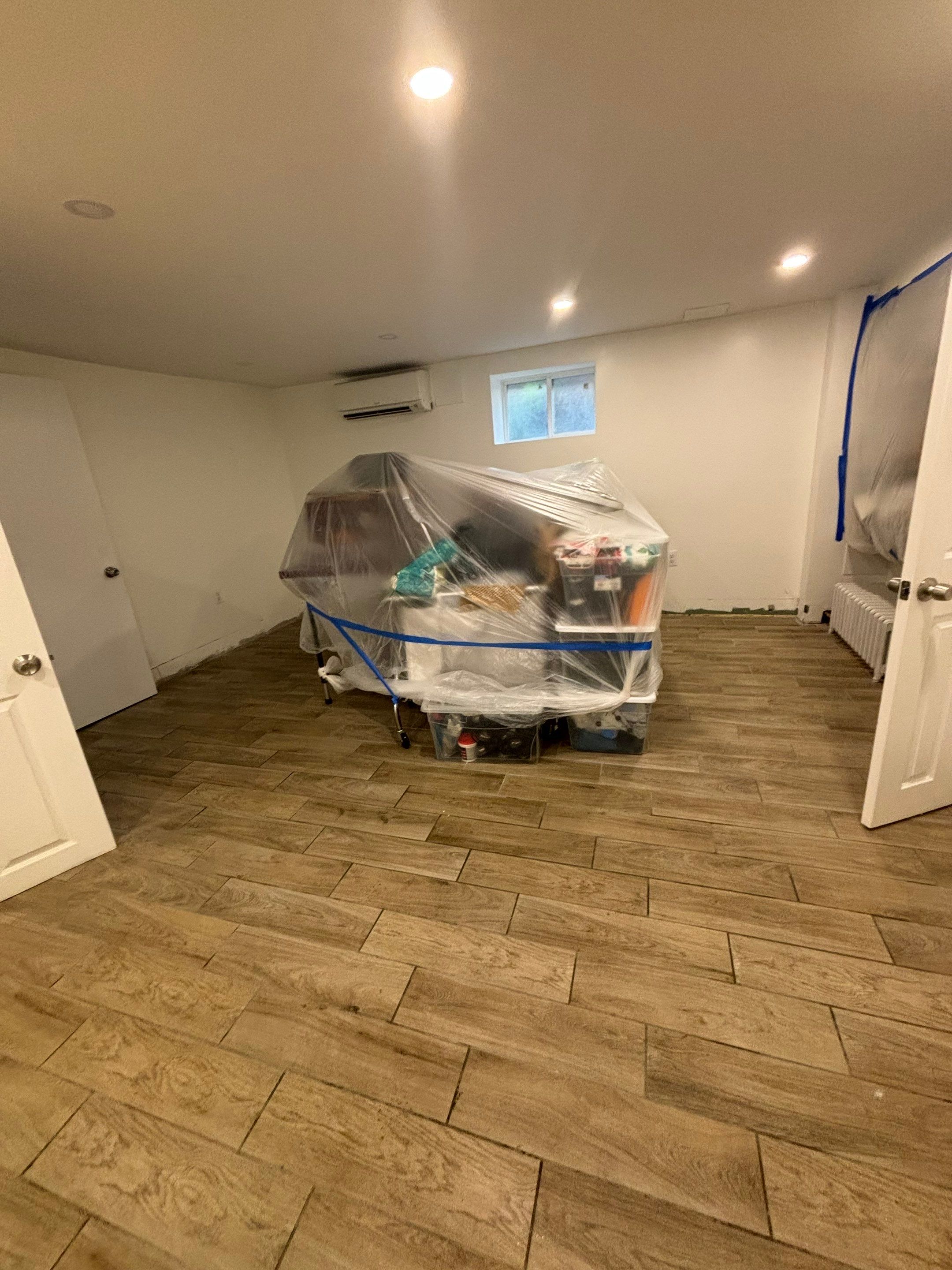 Framing and substrate inspection after extraction and drying, prior to wall replacement.