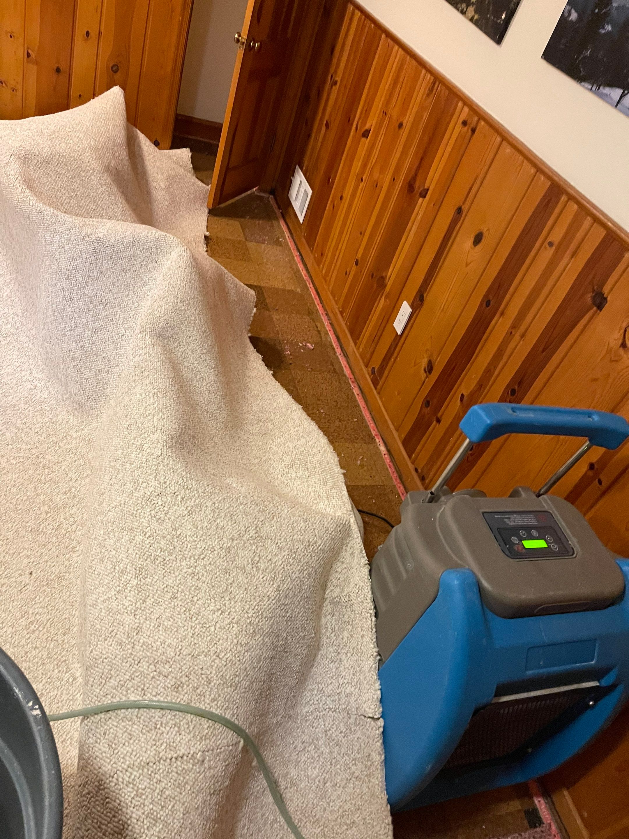 Continued monitoring of moisture levels during structural drying before ceiling reconstruction begins.