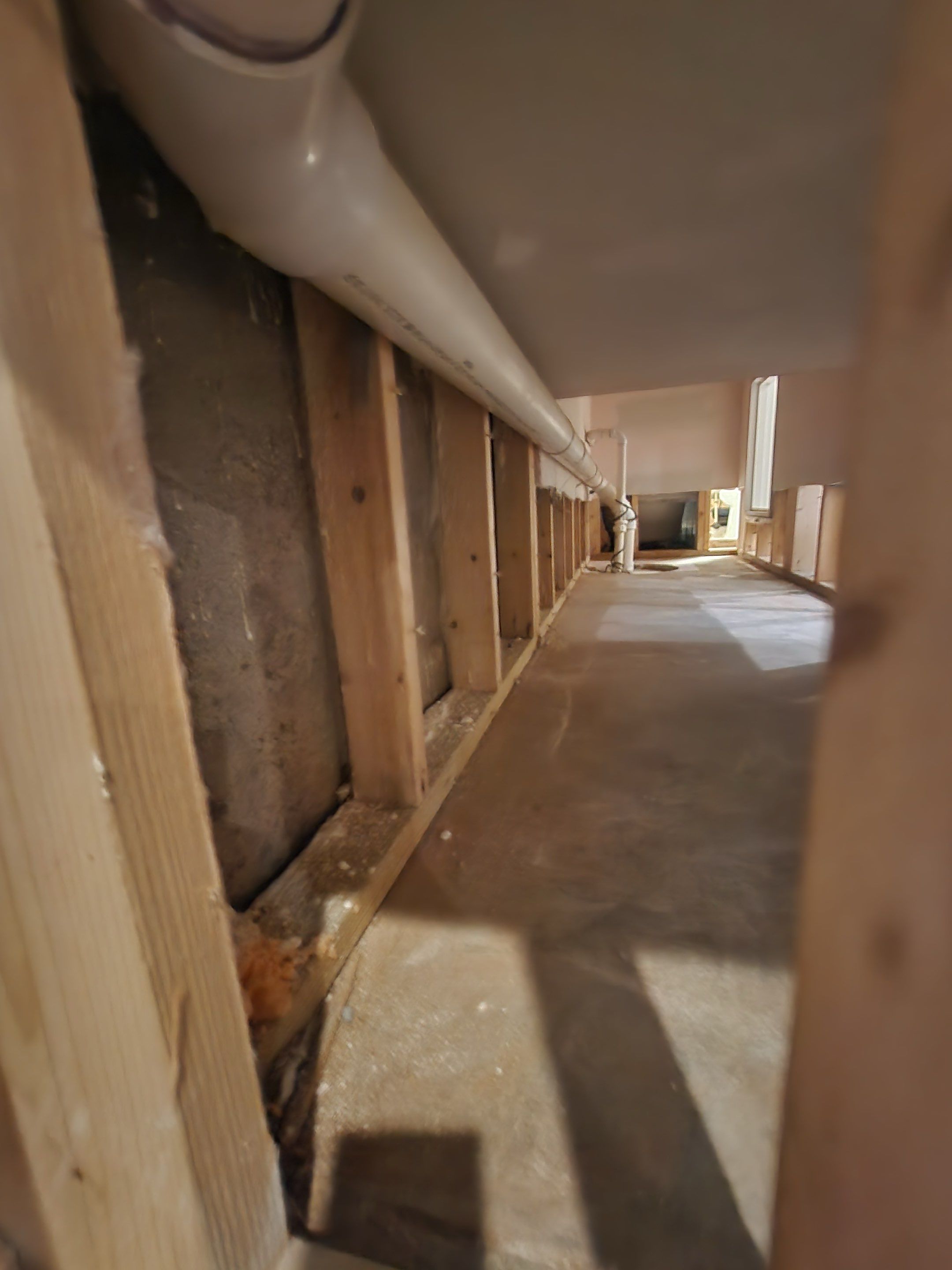 Dehumidification and air movement equipment positioned for moisture removal during remediation.