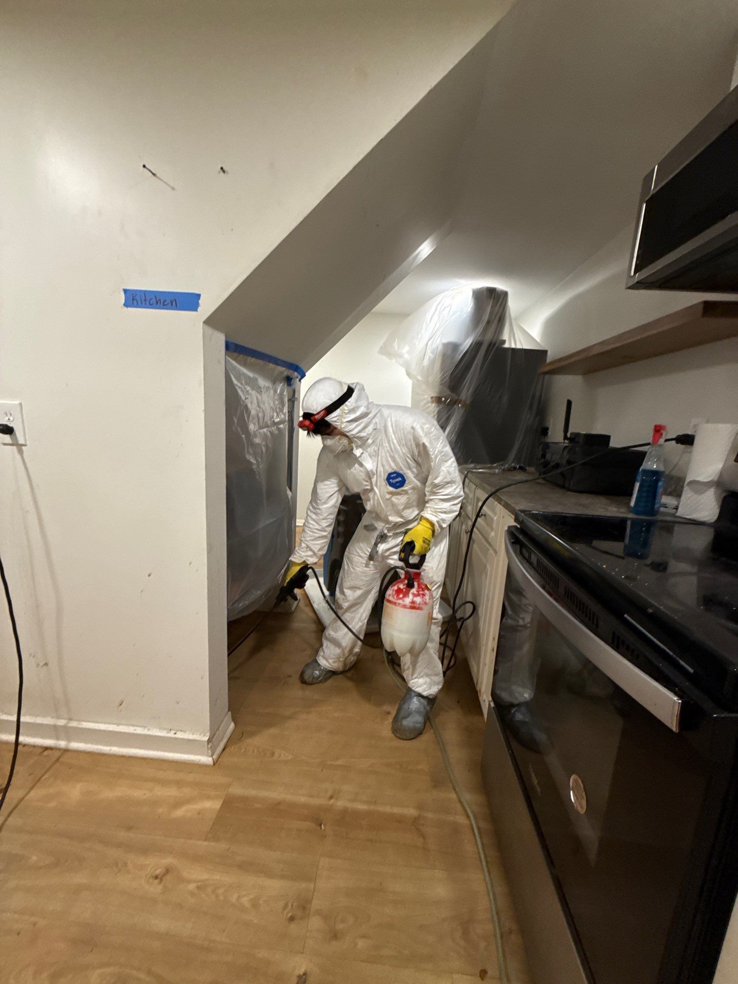 Completed mold remediation showing cleared, sanitized, and prepared surfaces ready for flooring replacement.
