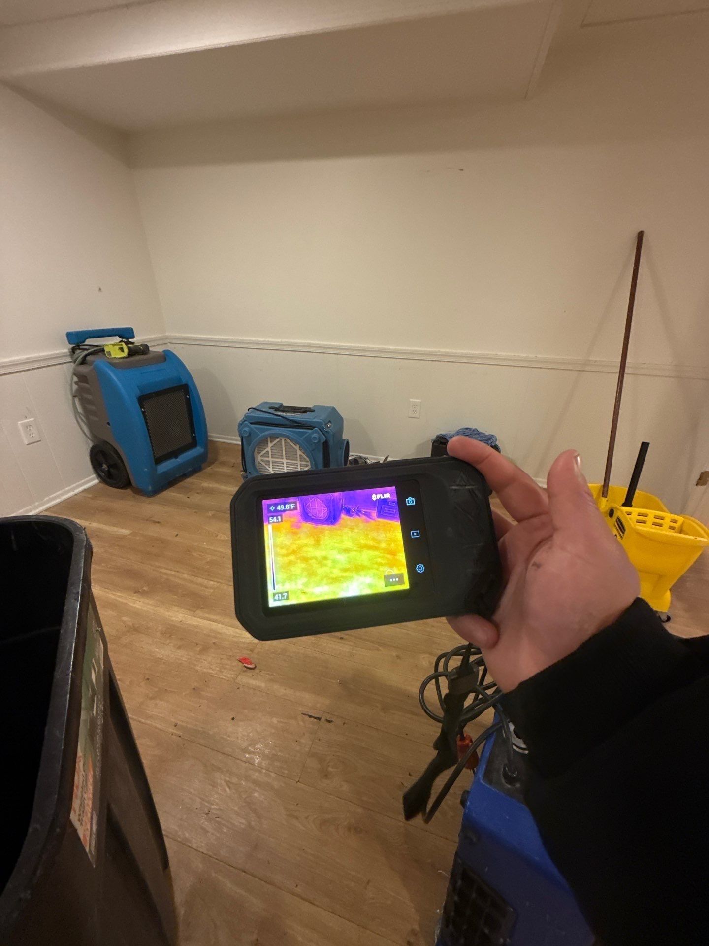 Final inspection of treated areas before restoration of flooring materials.