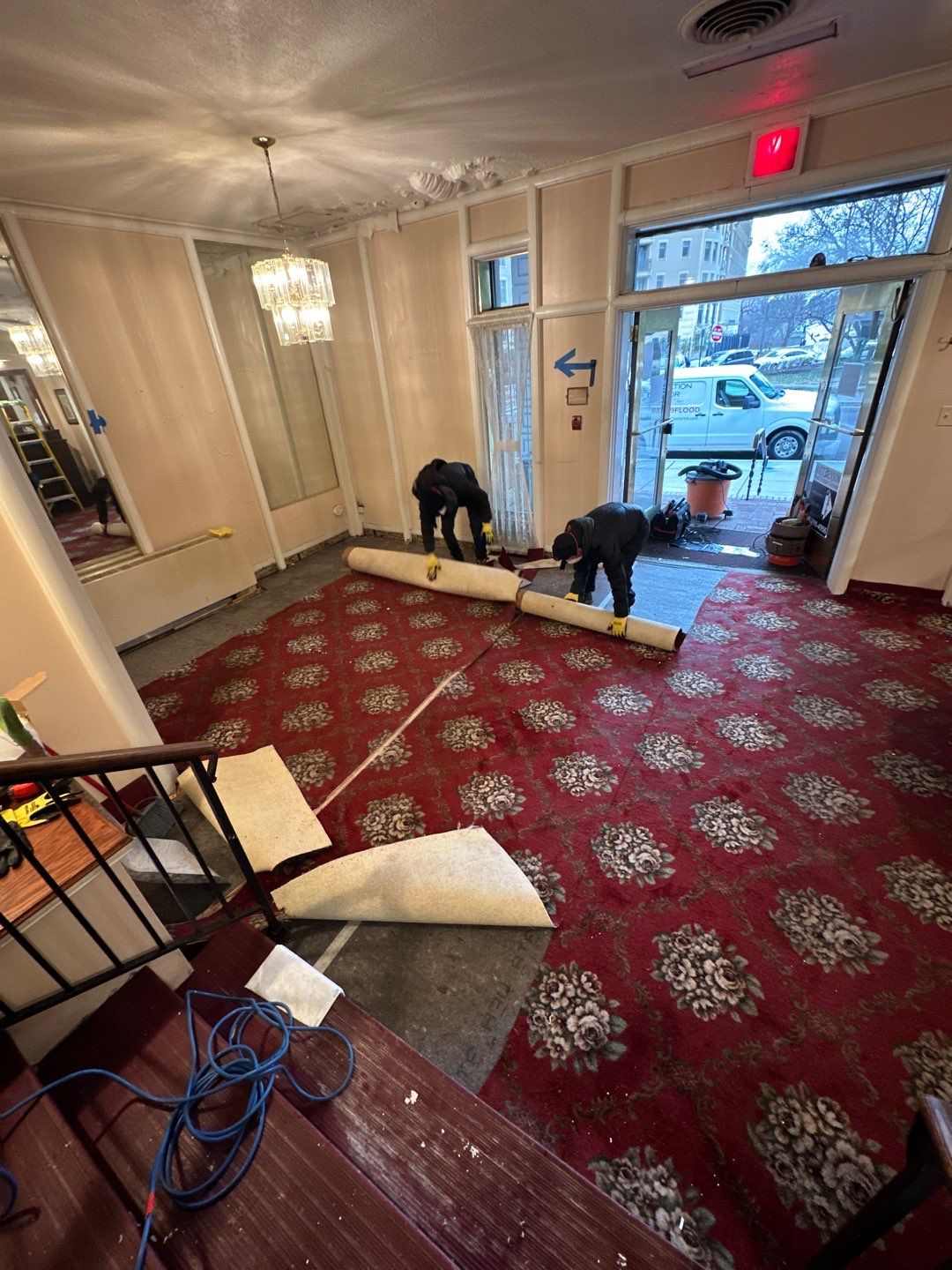 Sanitizing application during water damage recovery process in Washington.