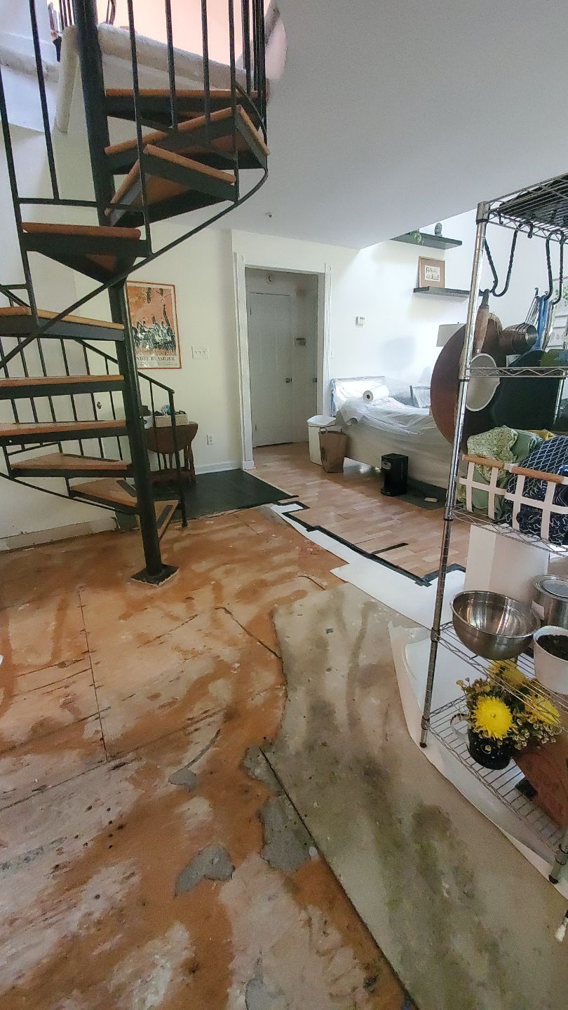 Moisture monitoring and equipment repositioning mid-sequence in water damage restoration process.
