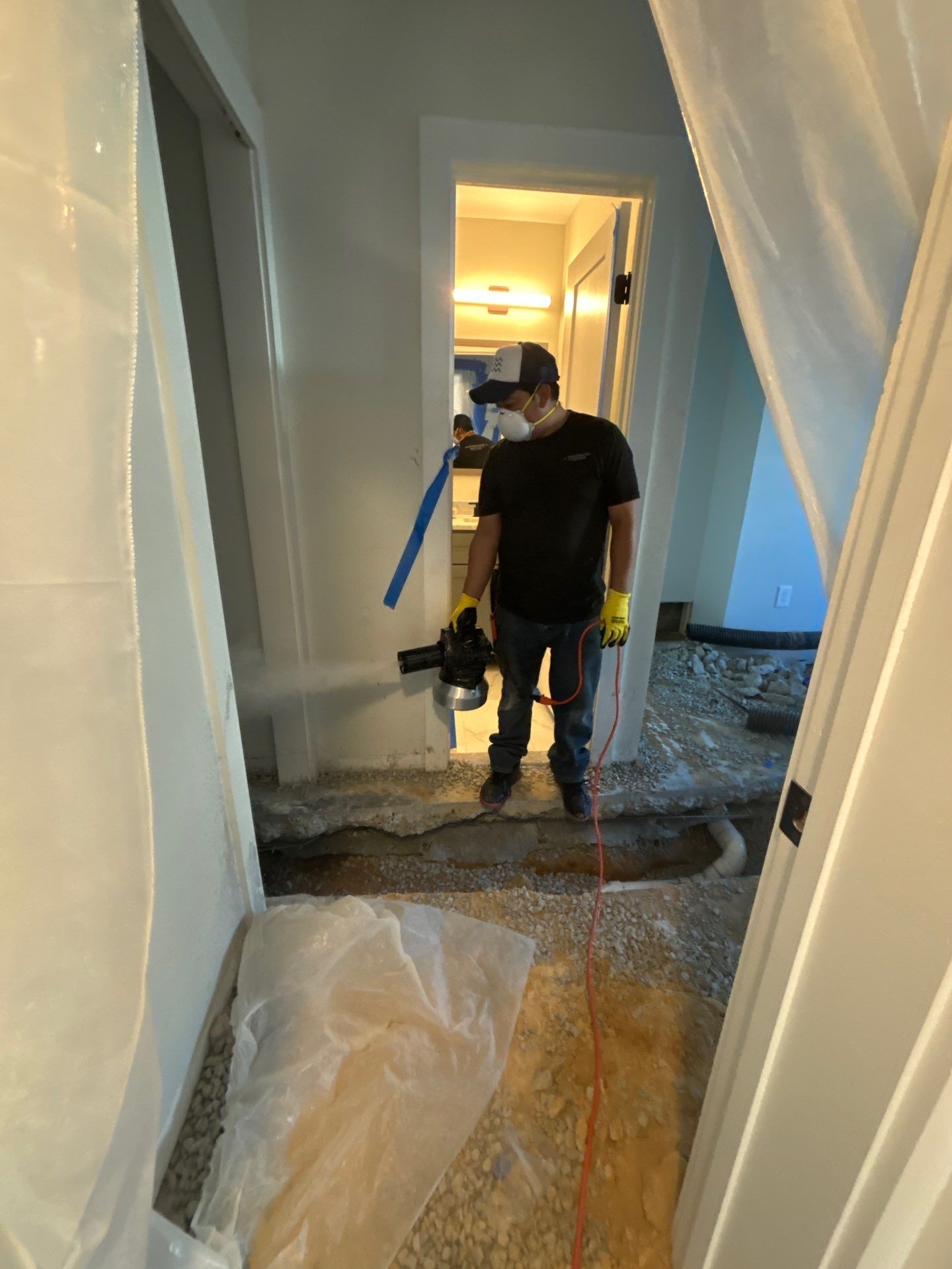 Structural drying equipment positioned to remove moisture from affected areas.