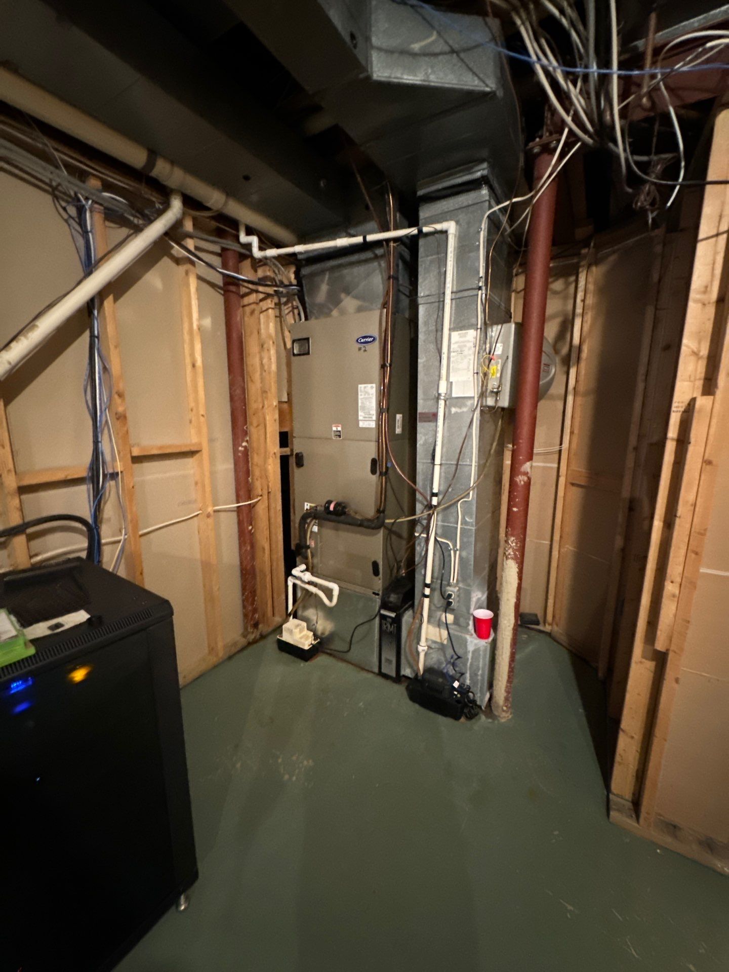Dehumidification equipment deployed across affected area during structural drying phase.
